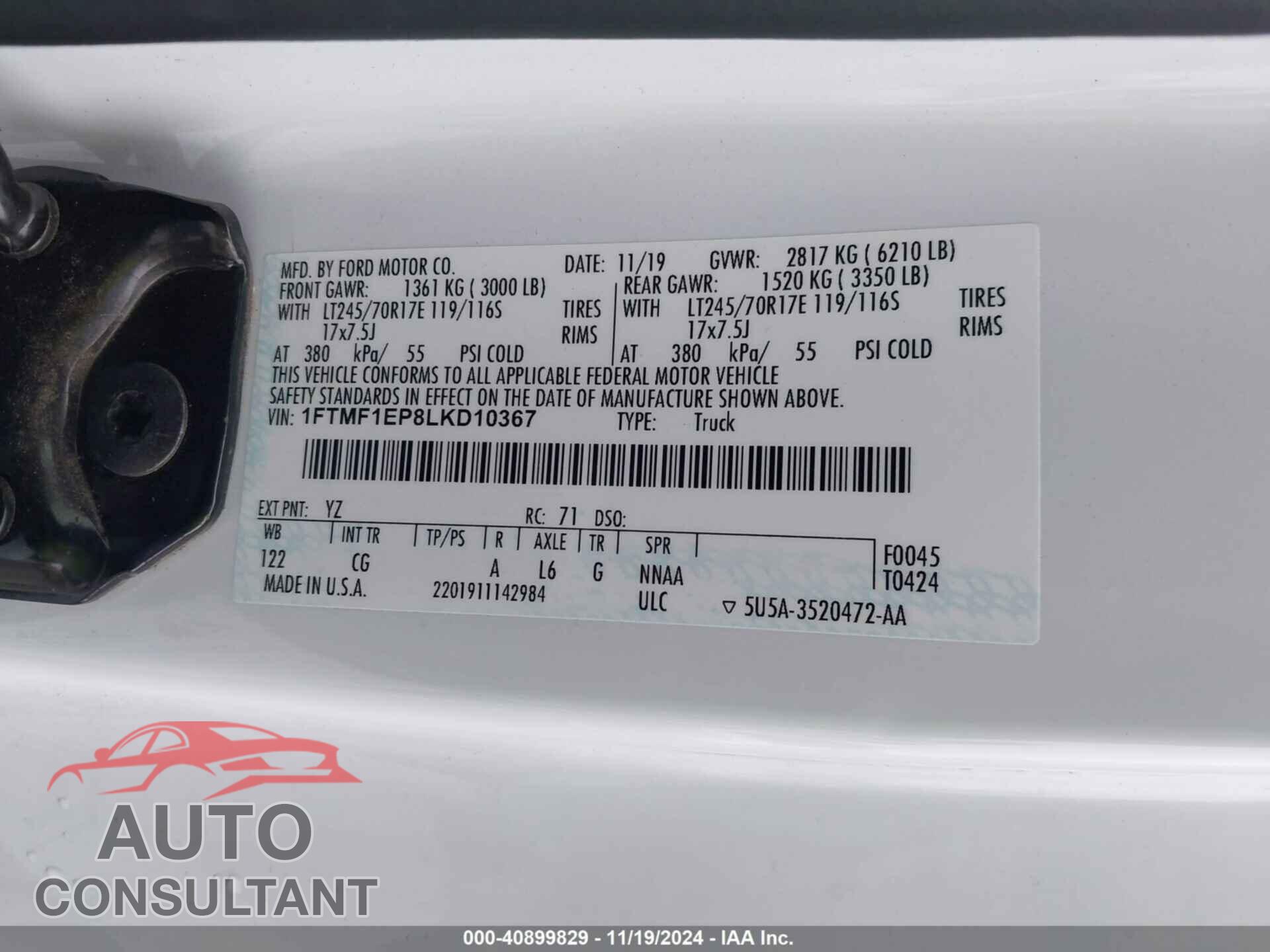 FORD F-150 2020 - 1FTMF1EP8LKD10367