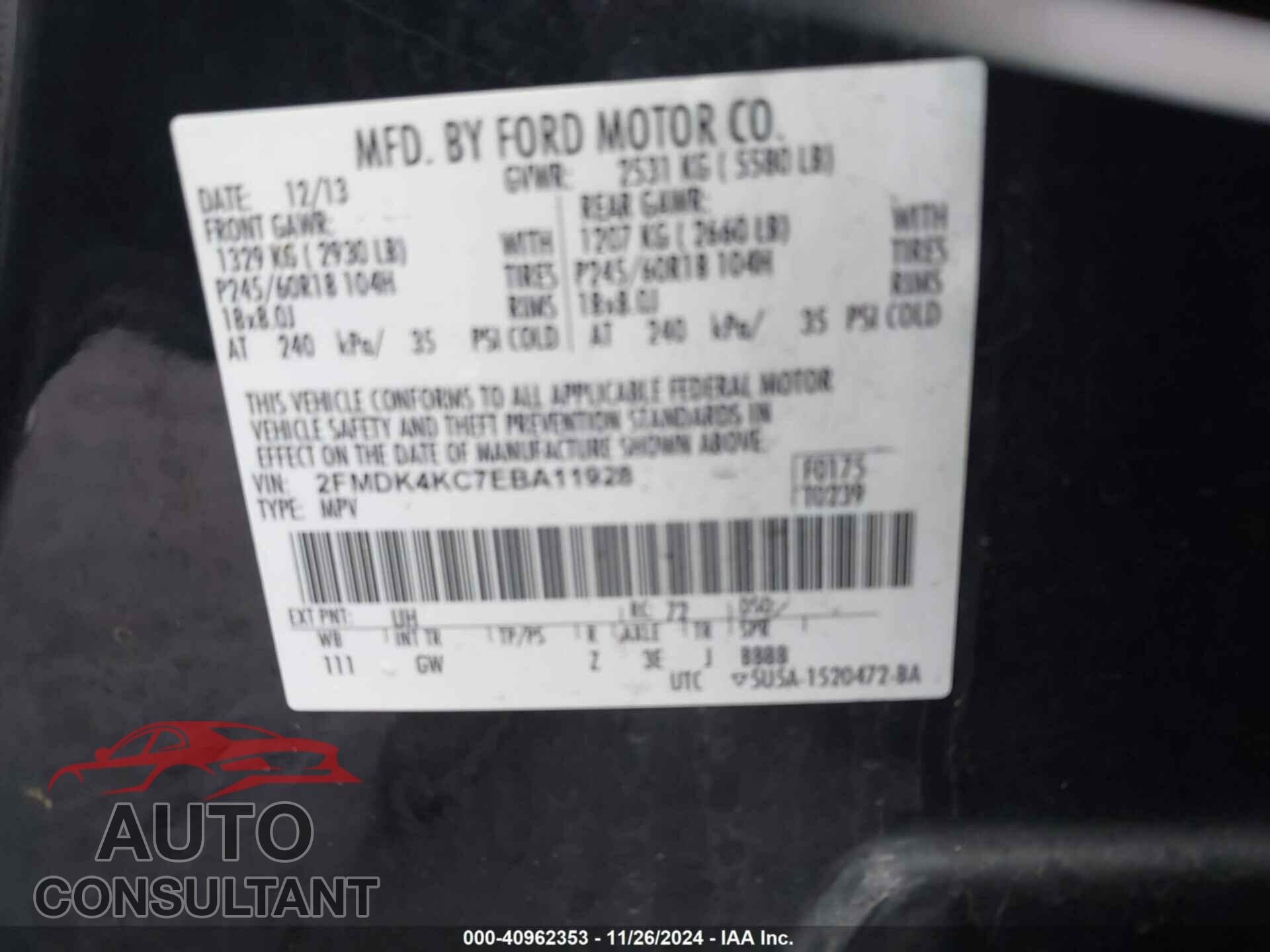 FORD EDGE 2014 - 2FMDK4KC7EBA11928