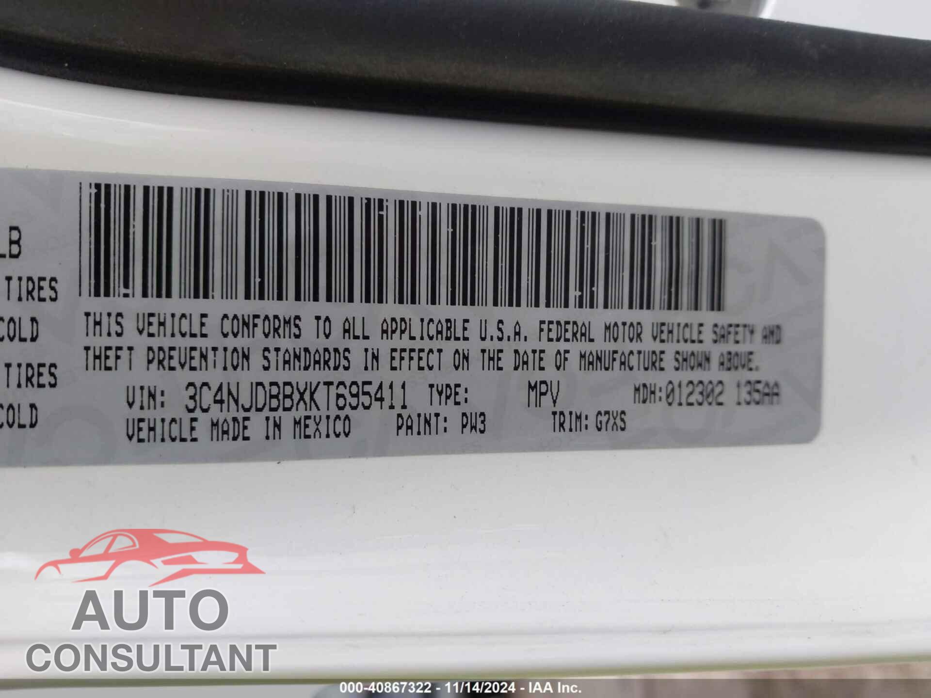 JEEP COMPASS 2019 - 3C4NJDBBXKT695411