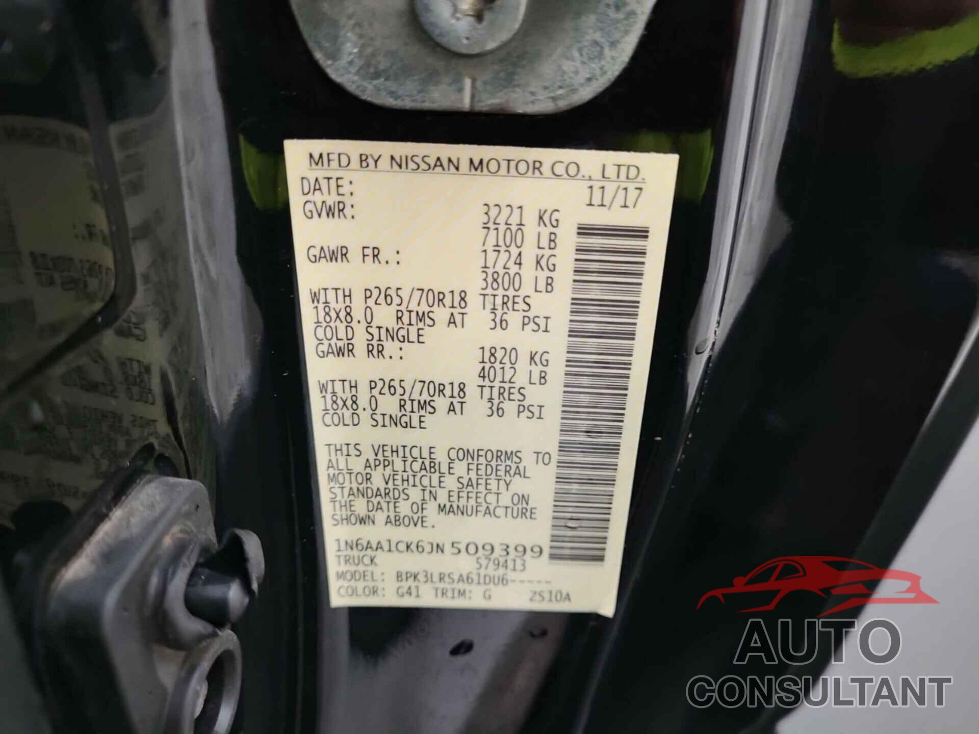 NISSAN TITAN 2018 - 1N6AA1CK6JN509399