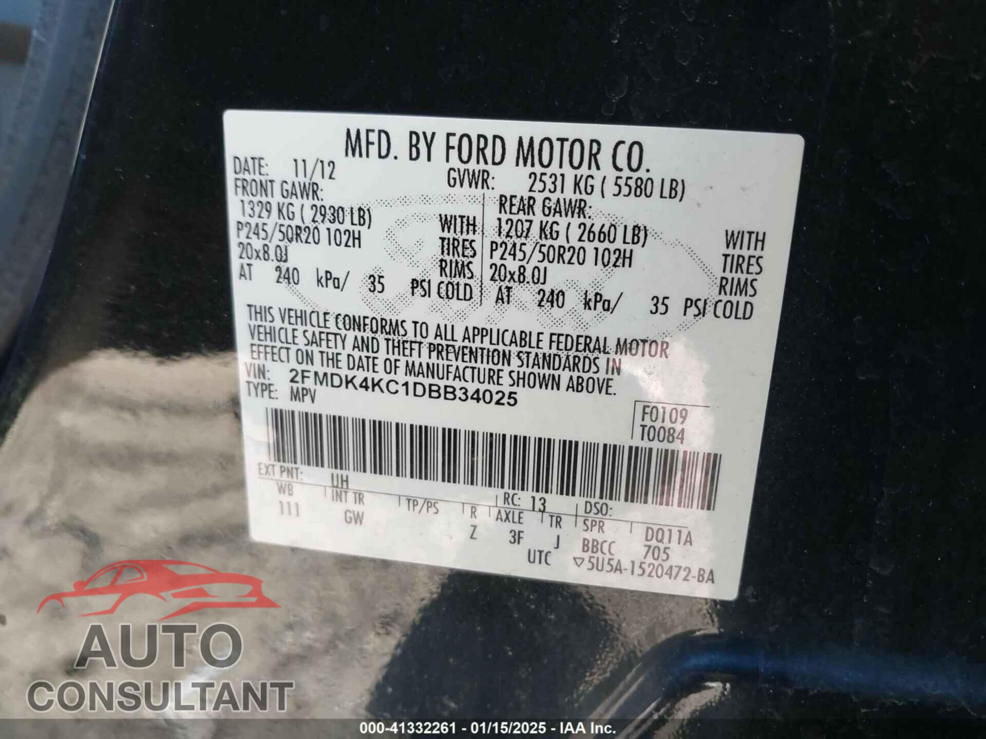 FORD EDGE 2013 - 2FMDK4KC1DBB34025
