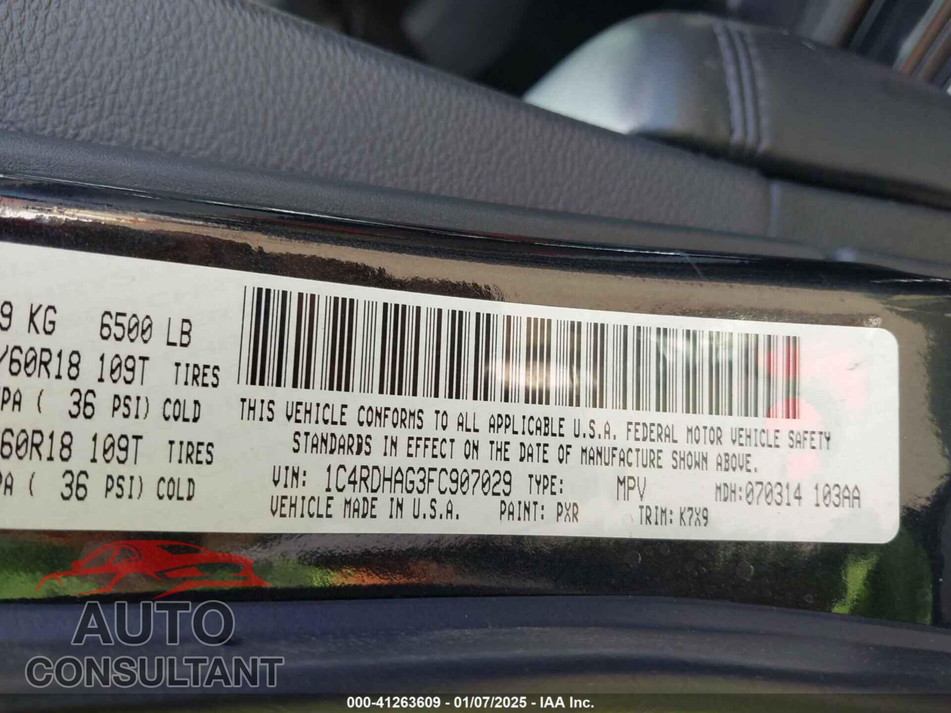 DODGE DURANGO 2015 - 1C4RDHAG3FC907029