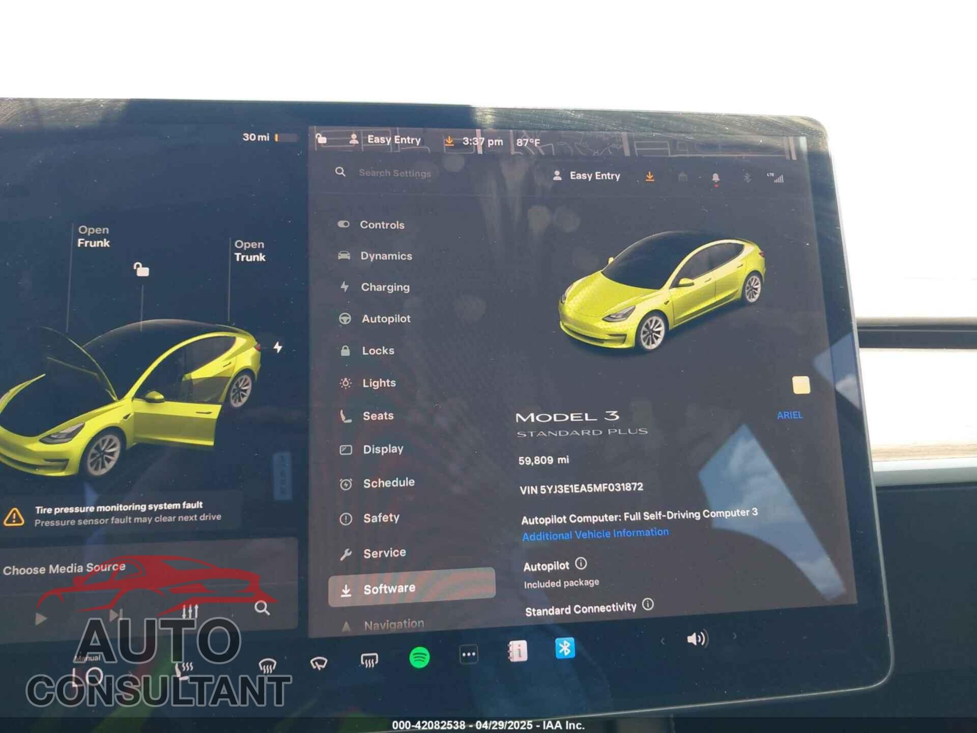 TESLA MODEL 3 2021 - 5YJ3E1EA5MF031872
