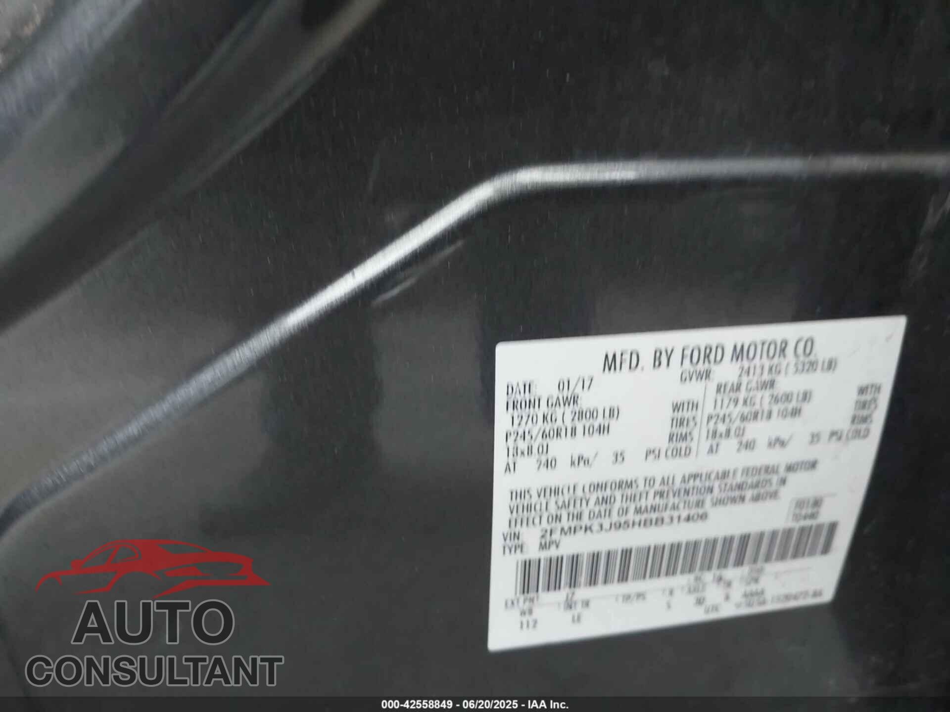 FORD EDGE 2017 - 2FMPK3J95HBB31406