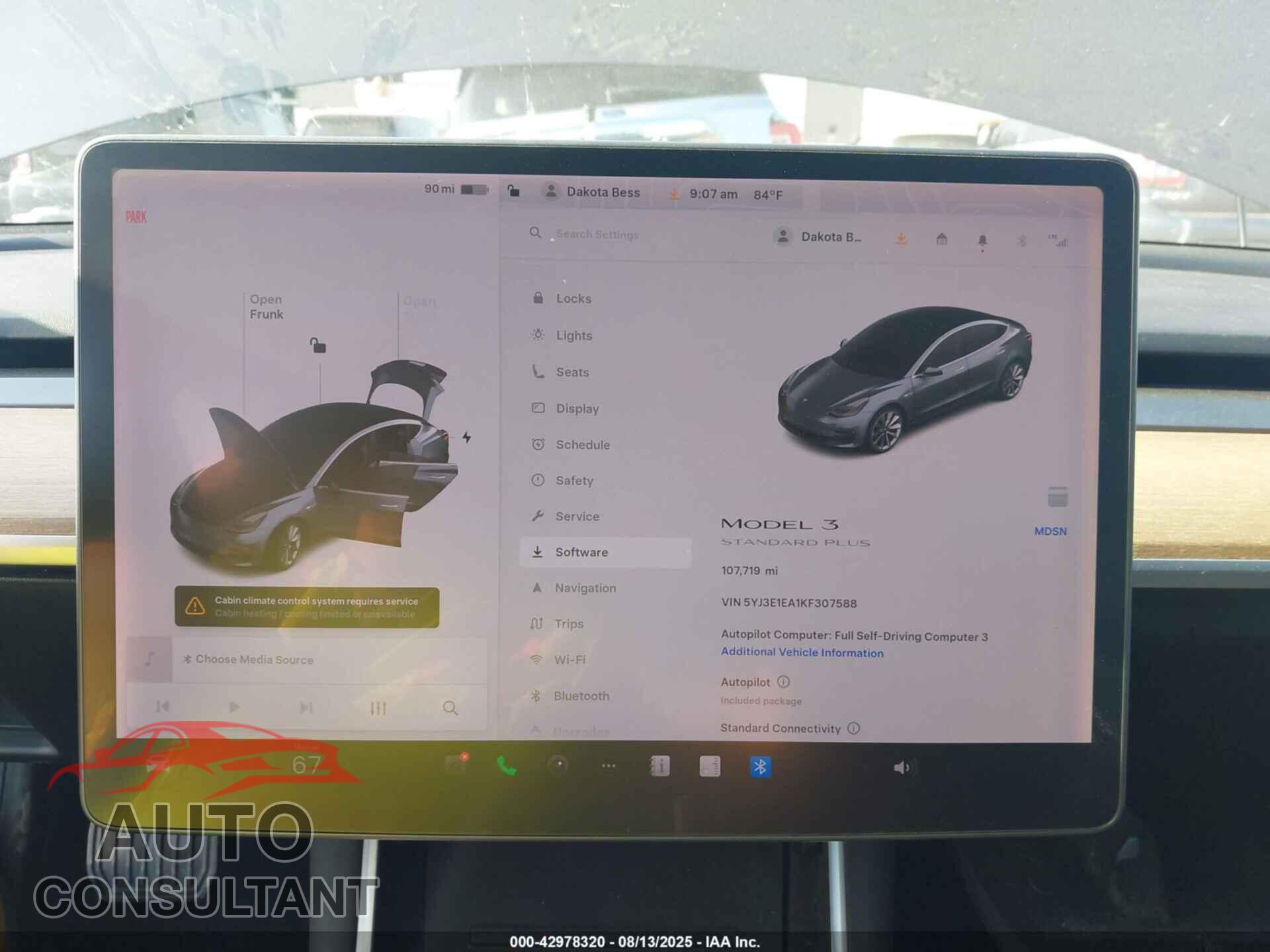 TESLA MODEL 3 2019 - 5YJ3E1EA1KF307588