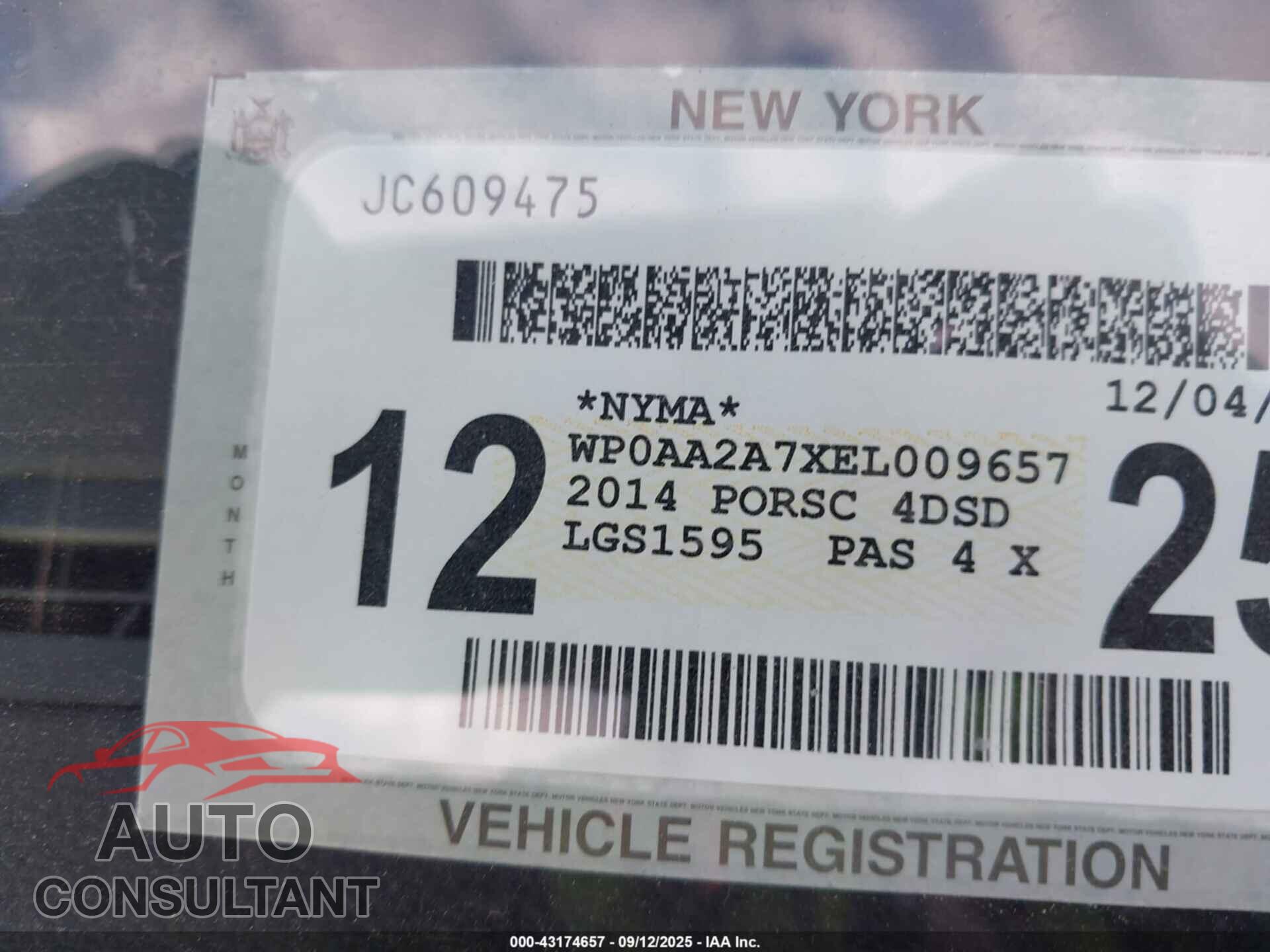 PORSCHE PANAMERA 2014 - WP0AA2A7XEL009657