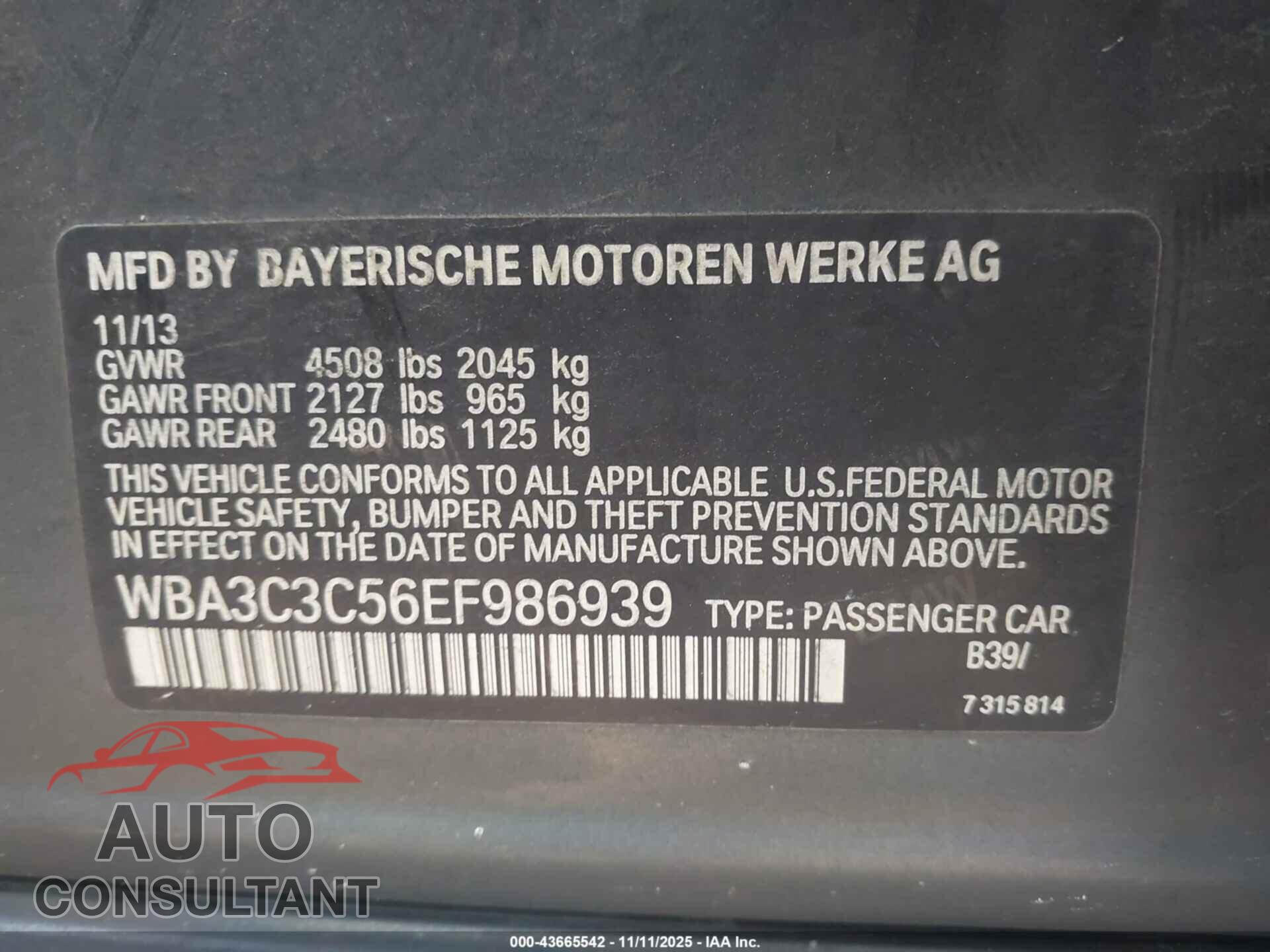BMW 320I 2014 - WBA3C3C56EF986939