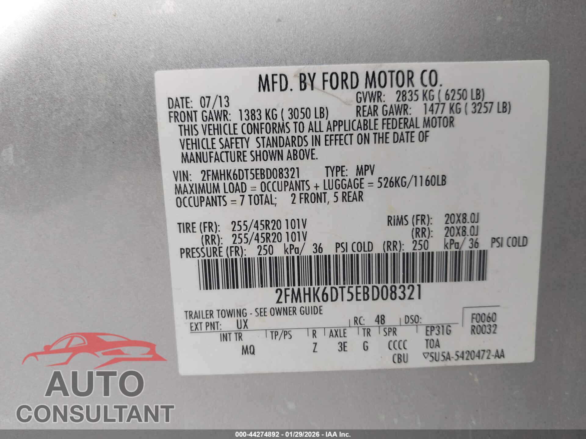 FORD FLEX 2014 - 2FMHK6DT5EBD08321
