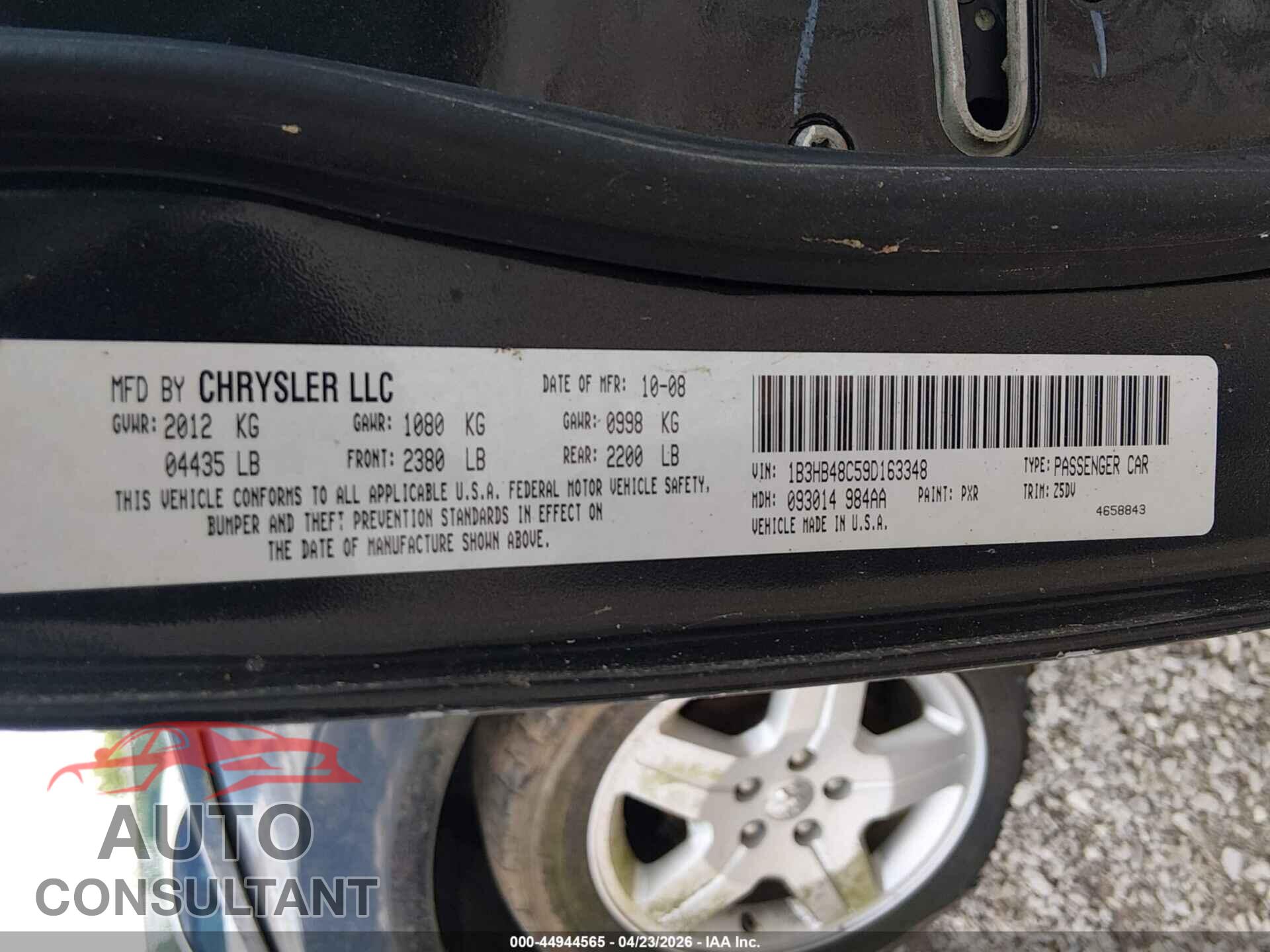 DODGE CALIBER 2009 - 1B3HB48C59D163348