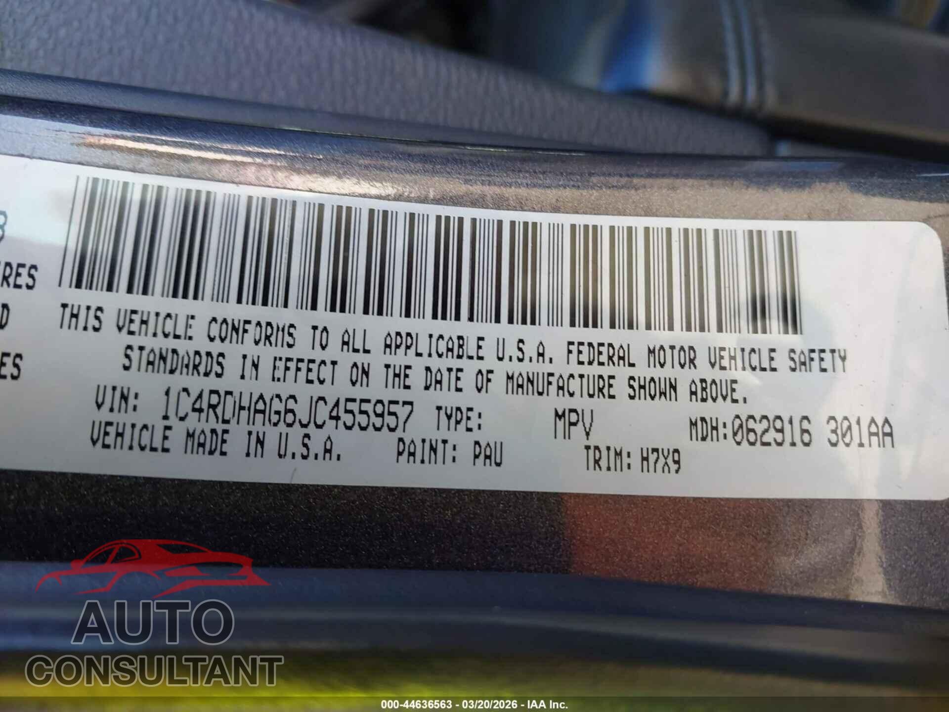 DODGE DURANGO 2018 - 1C4RDHAG6JC455957