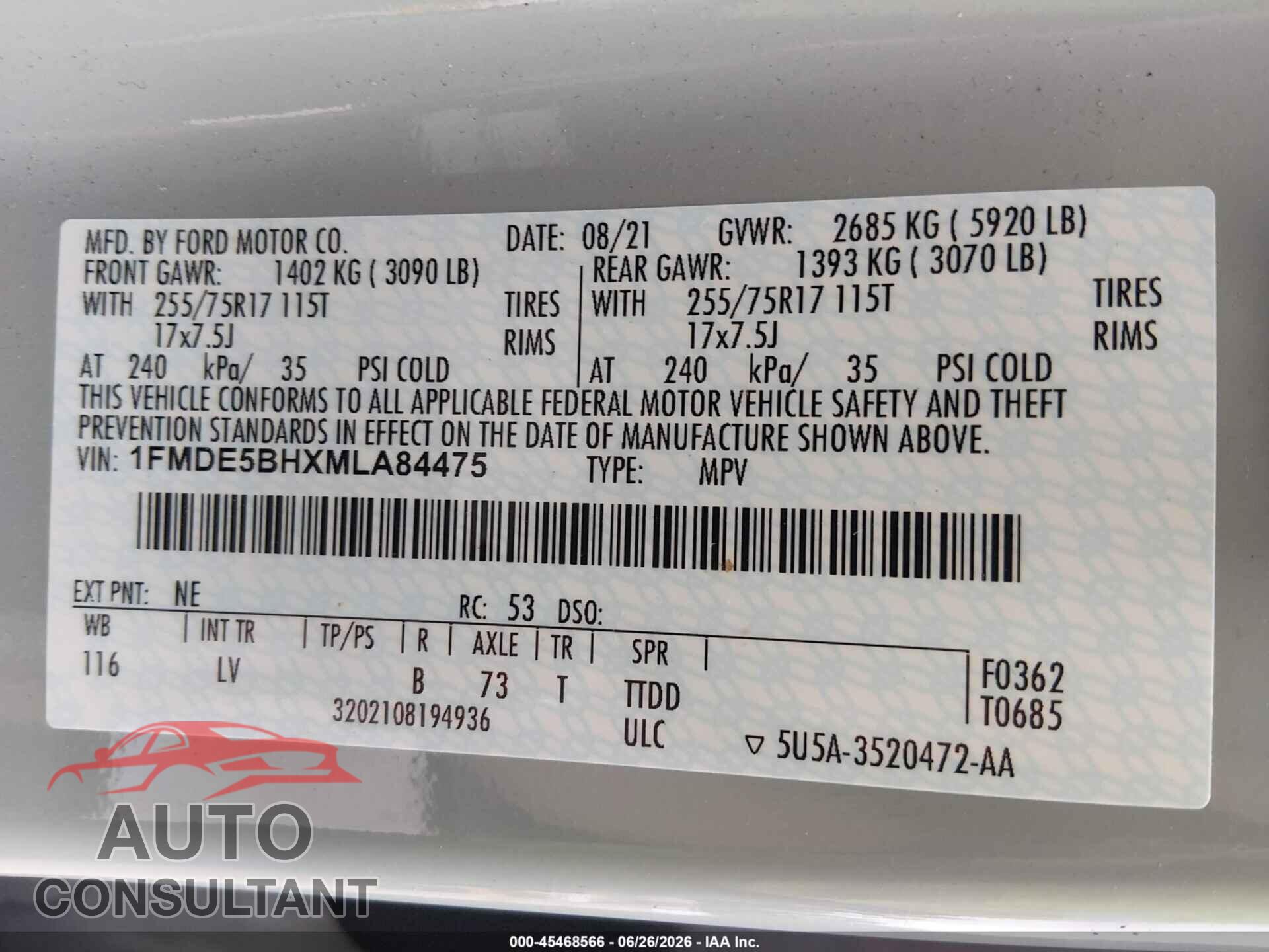 FORD BRONCO 2021 - 1FMDE5BHXMLA84475