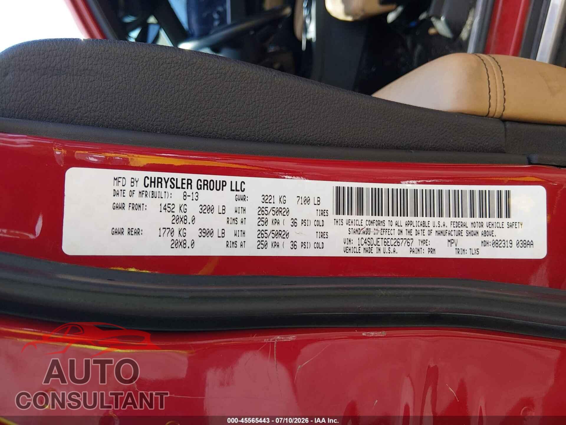 DODGE DURANGO 2014 - 1C4SDJET6EC267767