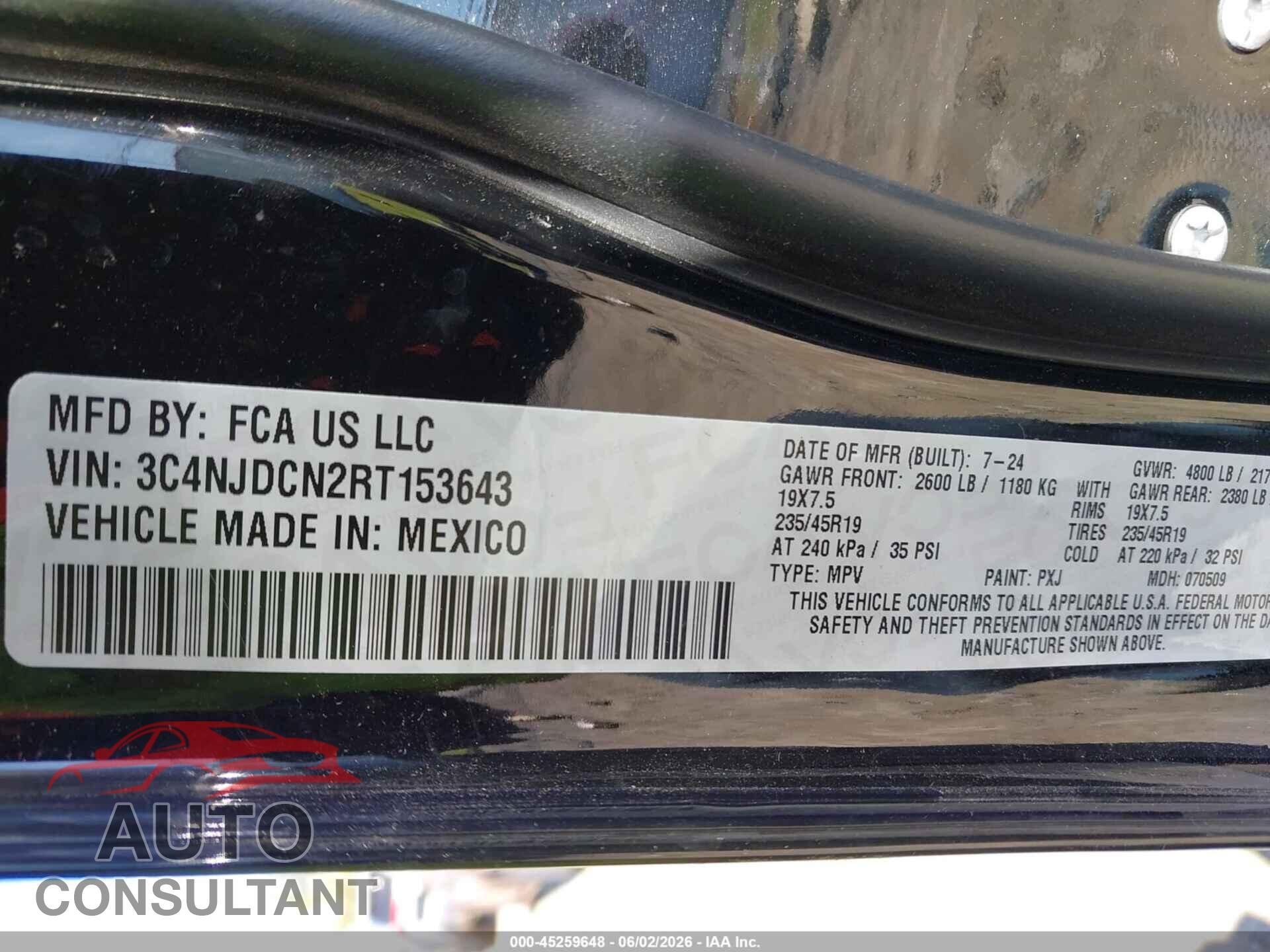 JEEP COMPASS 2024 - 3C4NJDCN2RT153643