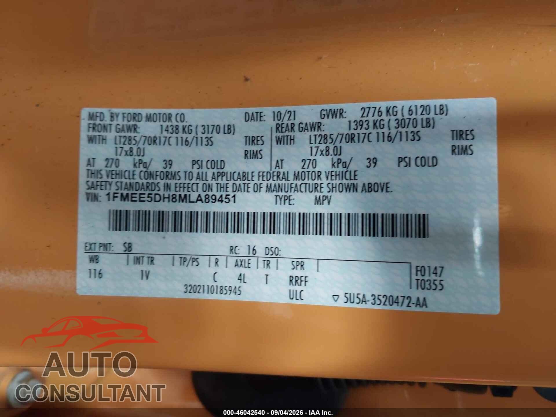FORD BRONCO 2021 - 1FMEE5DH8MLA89451