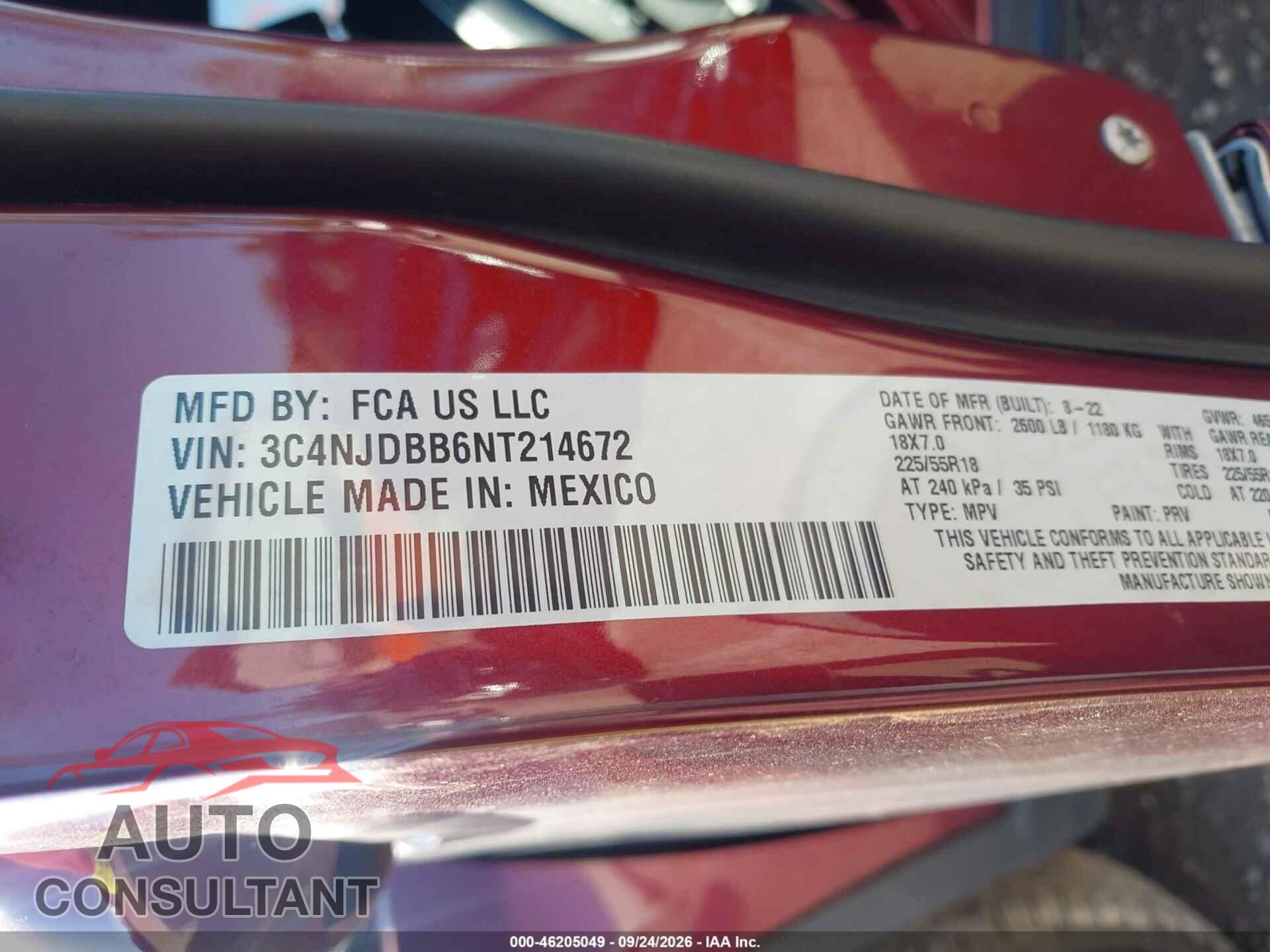 JEEP COMPASS 2022 - 3C4NJDBB6NT214672