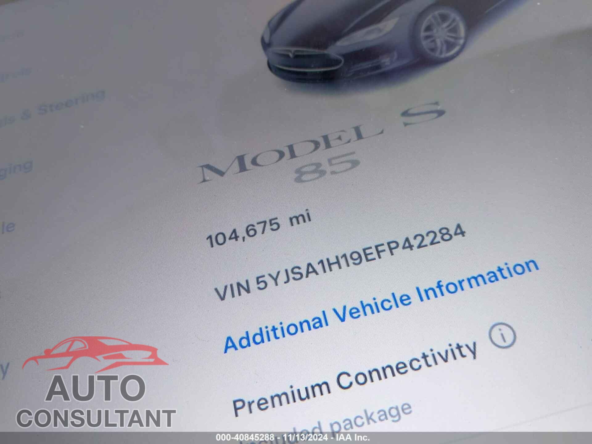 TESLA MODEL S 2014 - 5YJSA1H19EFP42284