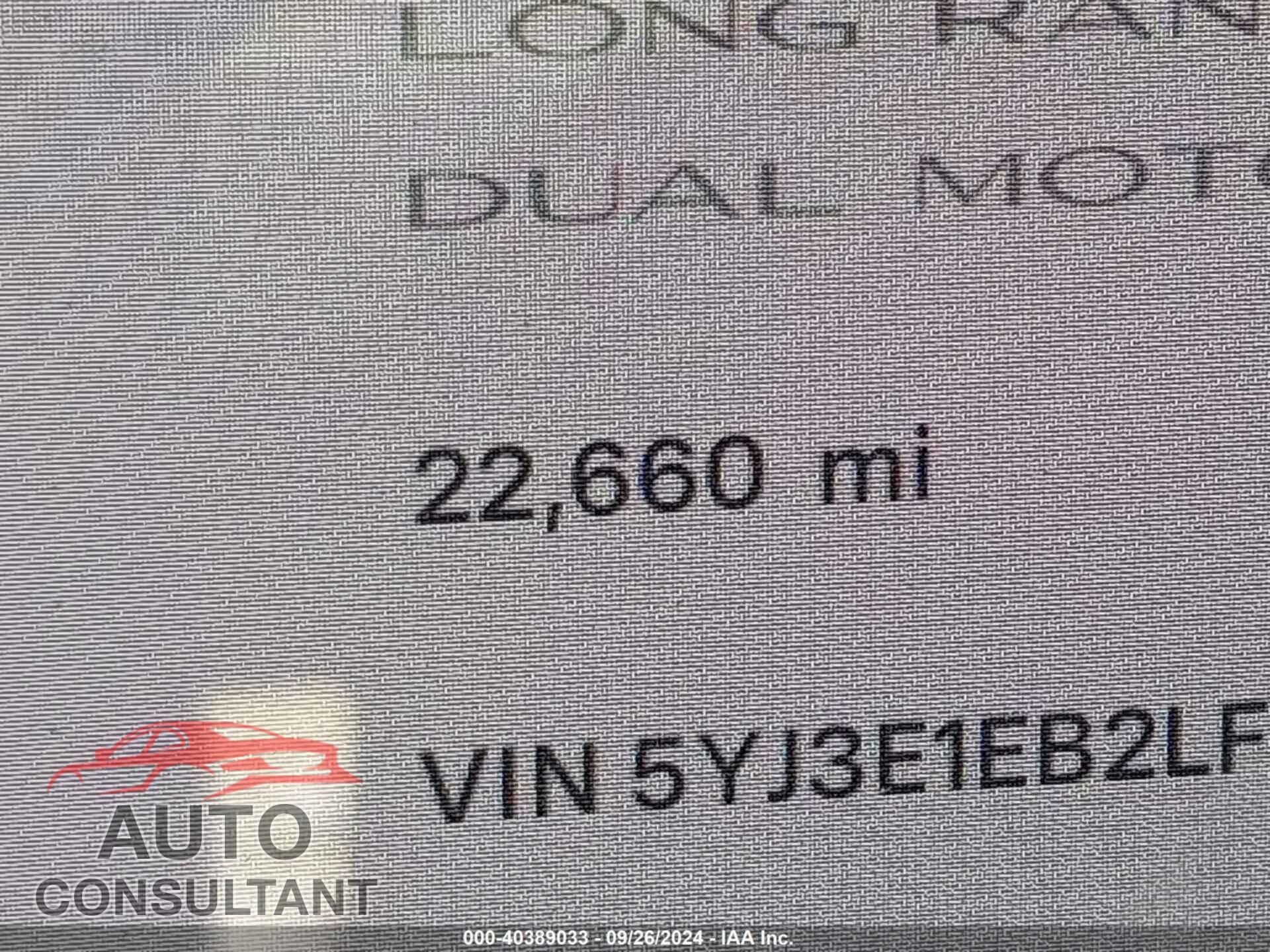 TESLA MODEL 3 2020 - 5YJ3E1EB2LF650369