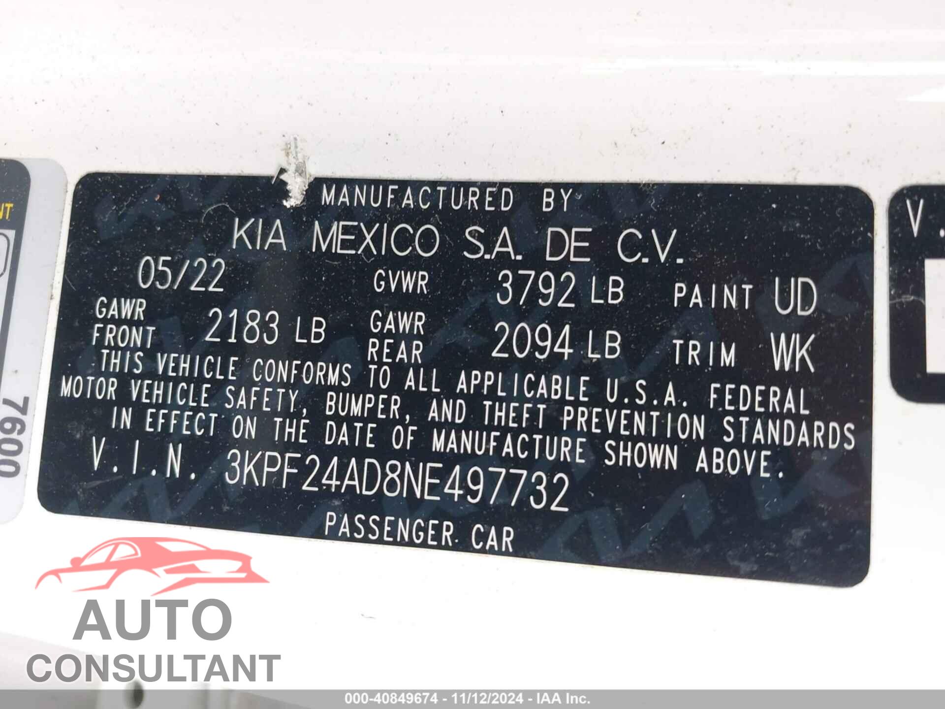 KIA FORTE 2022 - 3KPF24AD8NE497732