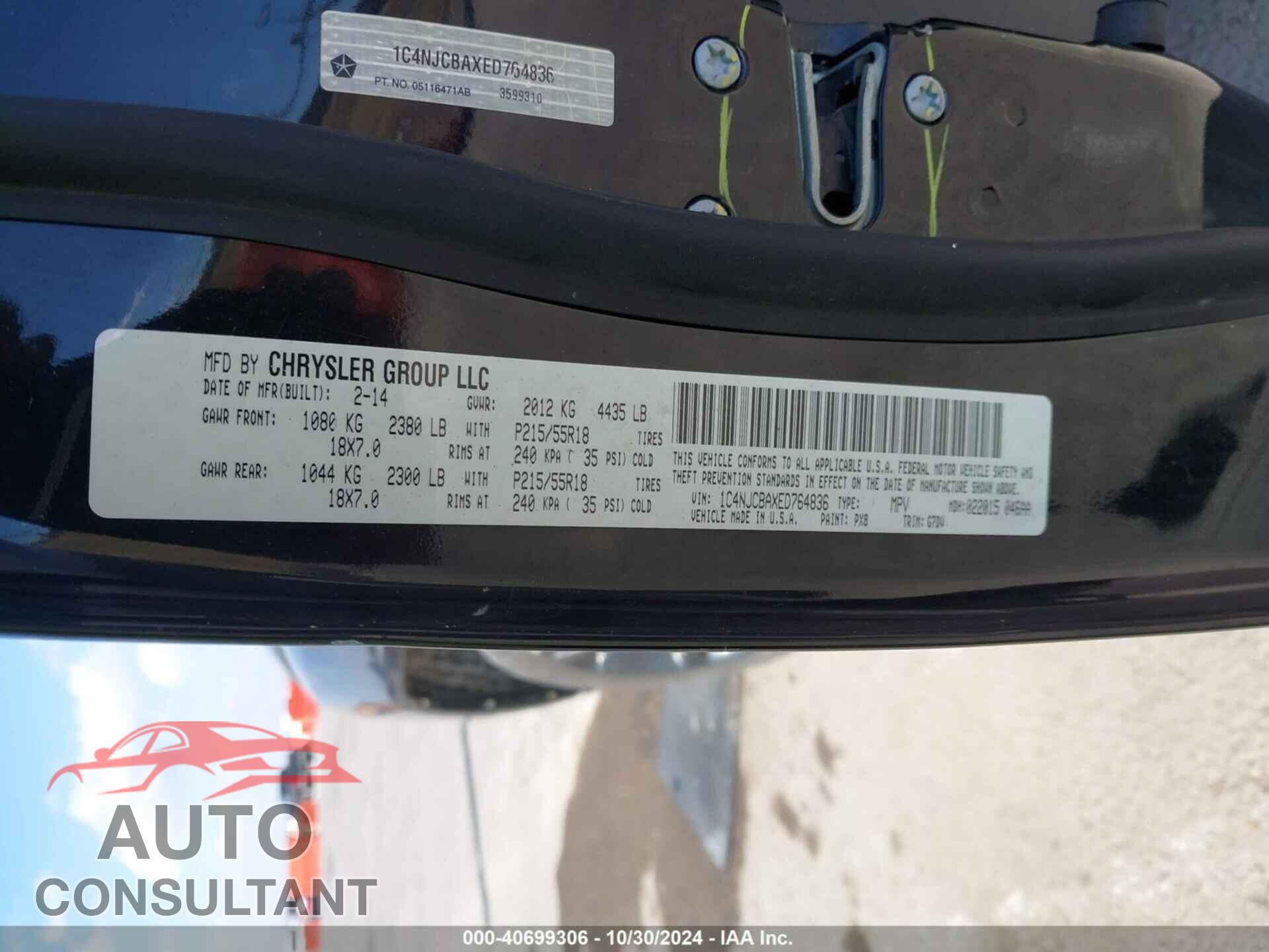 JEEP COMPASS 2014 - 1C4NJCBAXED764836