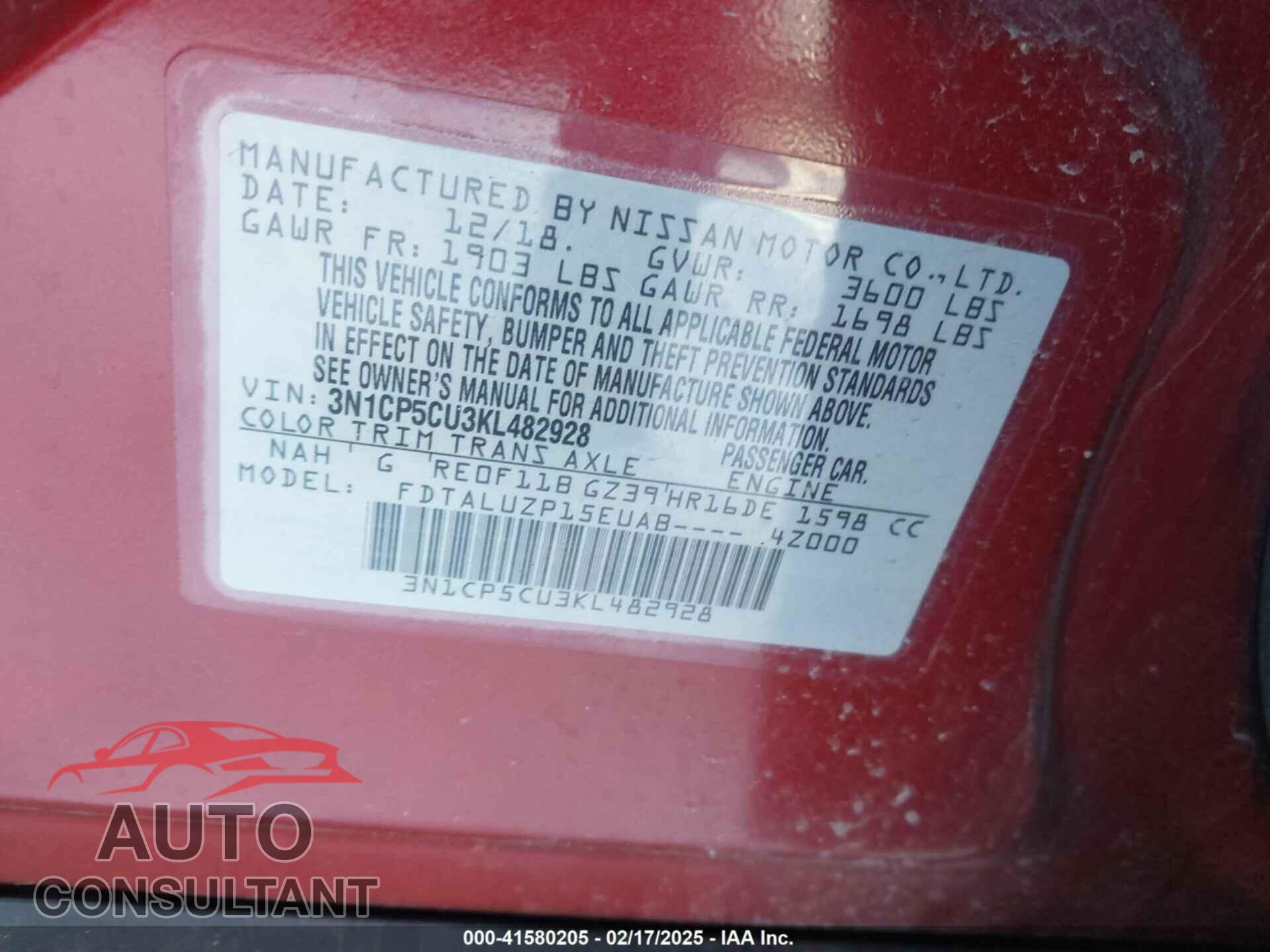 NISSAN KICKS 2019 - 3N1CP5CU3KL482928