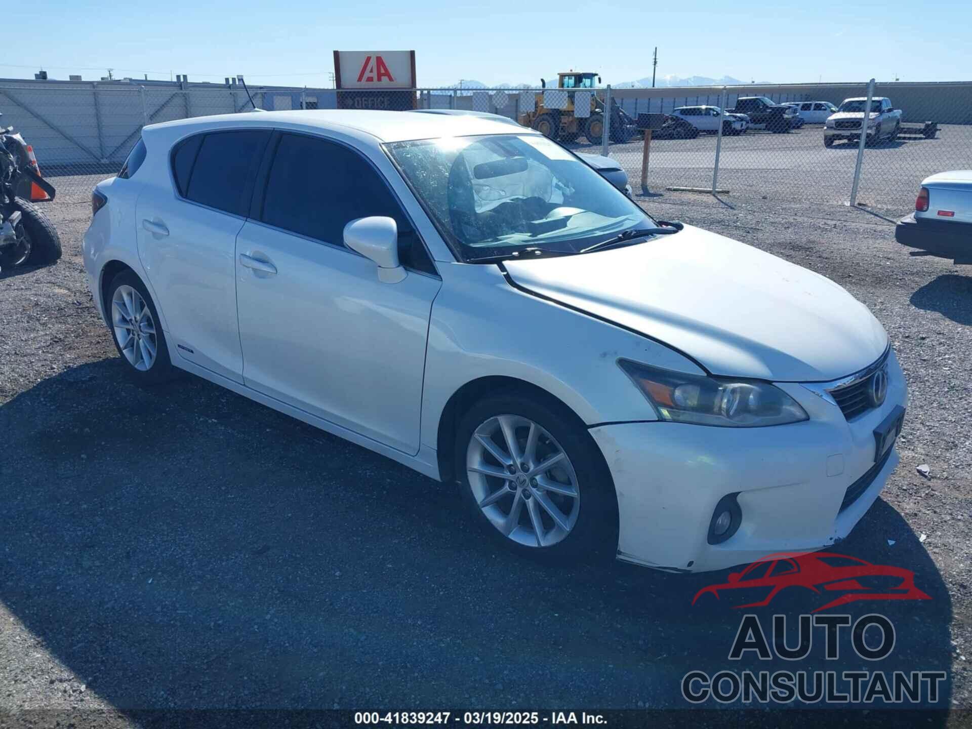 LEXUS CT 200H 2012 - JTHKD5BH3C2122050