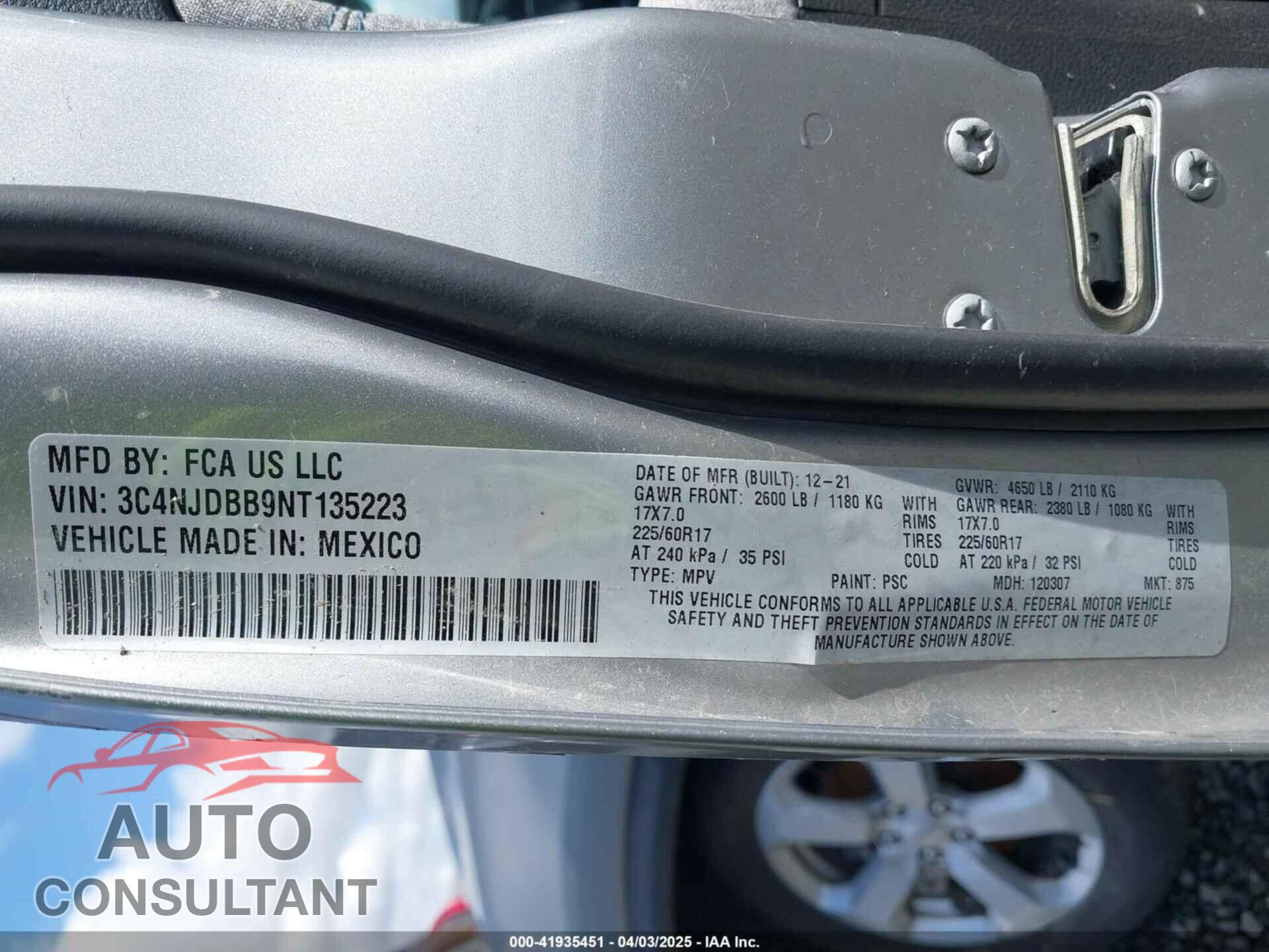 JEEP COMPASS 2022 - 3C4NJDBB9NT135223