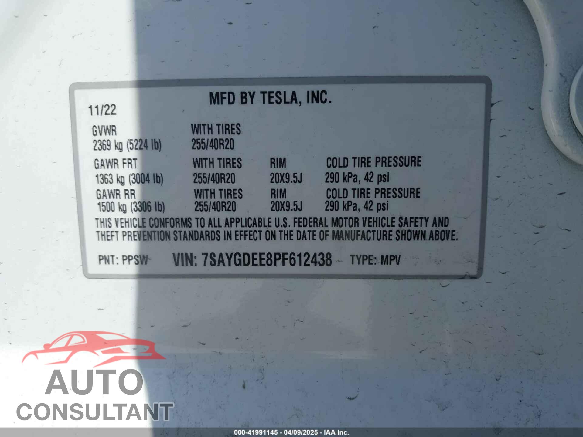 TESLA MODEL Y 2023 - 7SAYGDEE8PF612438