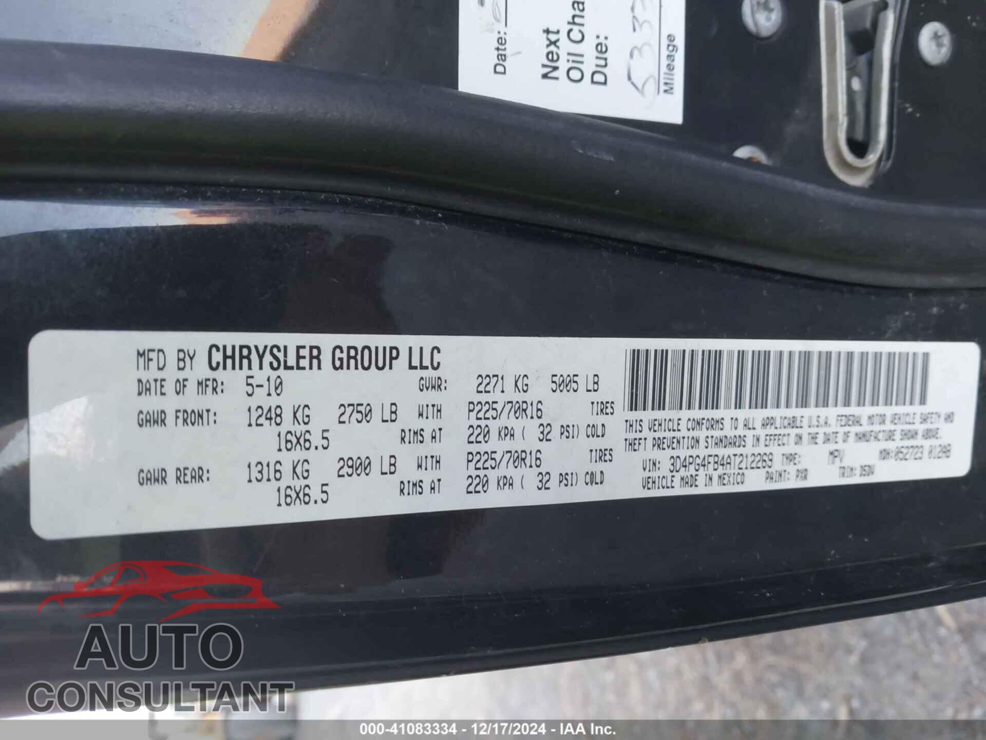 DODGE JOURNEY 2010 - 3D4PG4FB4AT212269