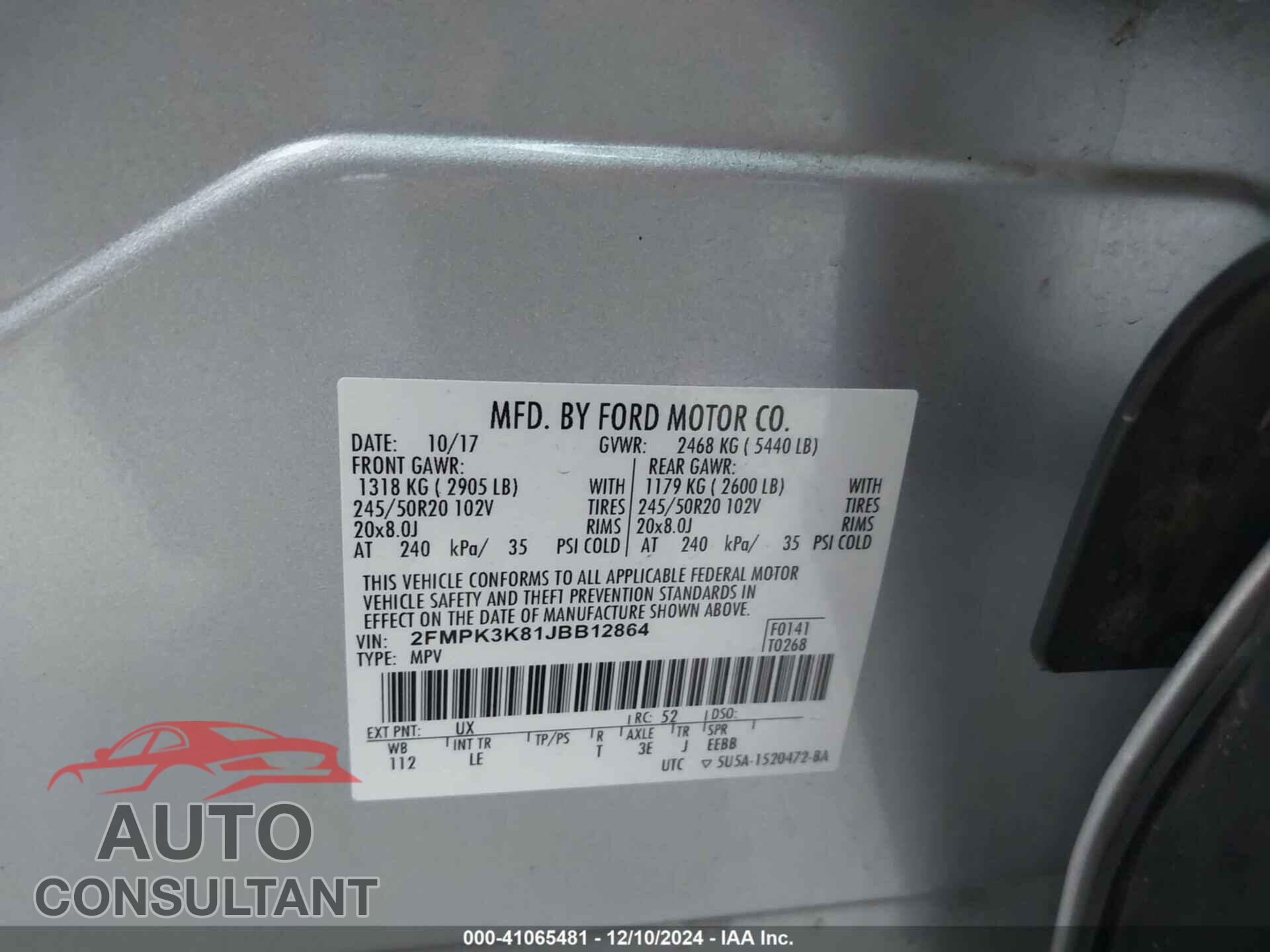FORD EDGE 2018 - 2FMPK3K81JBB12864