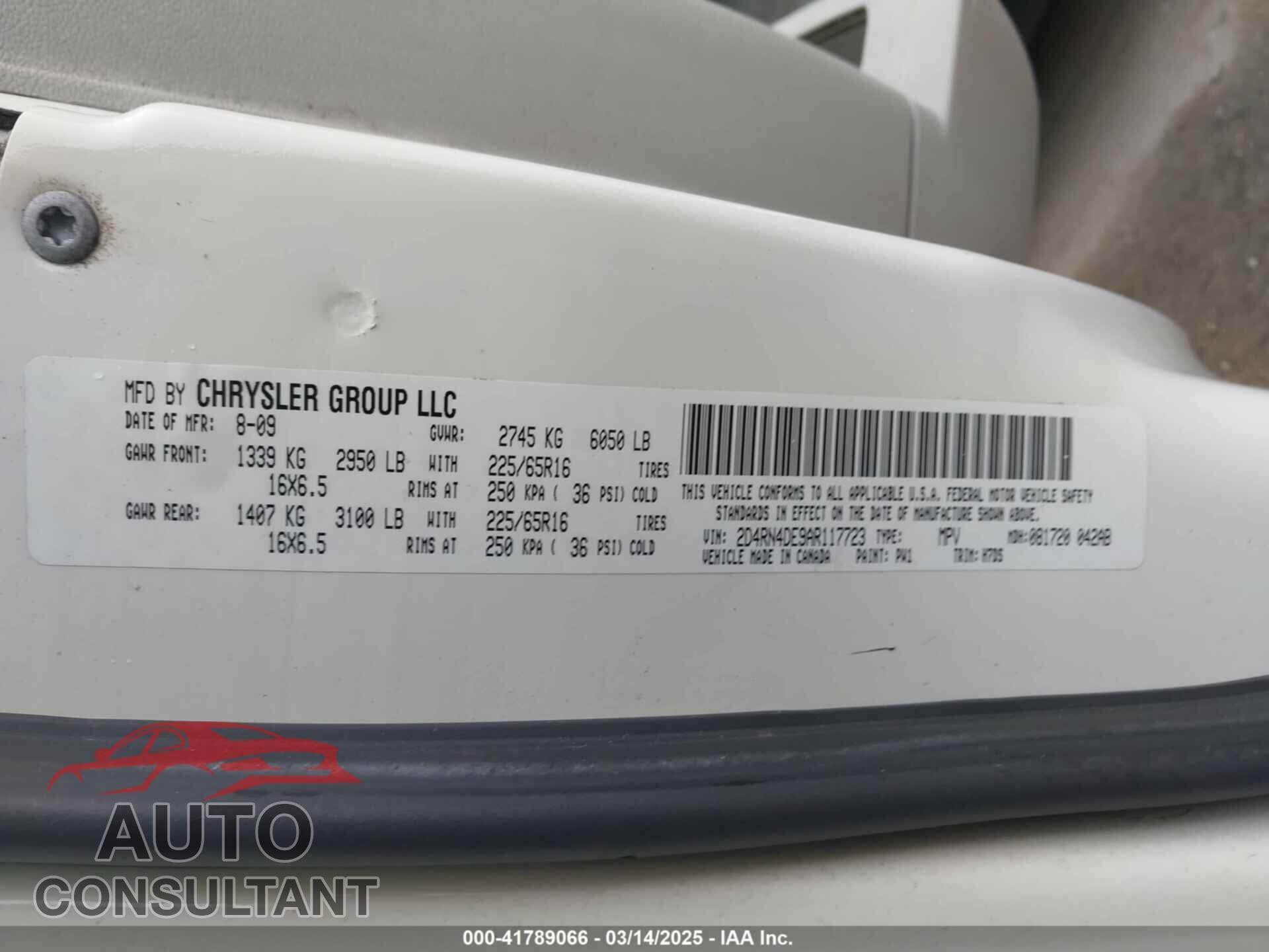 DODGE GRAND CARAVAN 2010 - 2D4RN4DE9AR117723