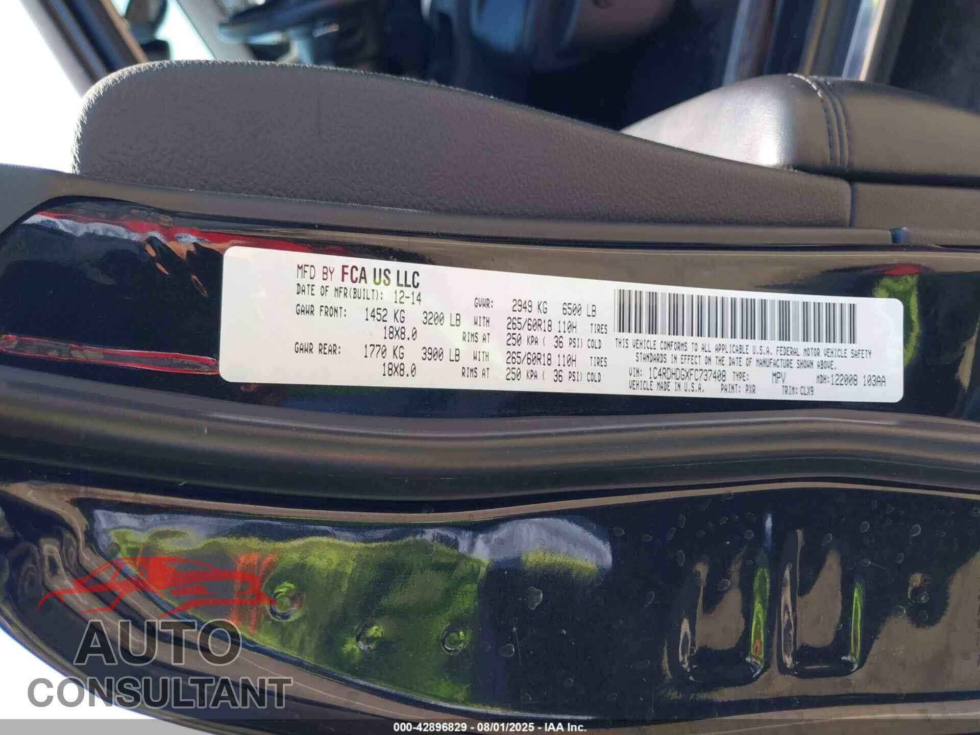 DODGE DURANGO 2015 - 1C4RDHDGXFC737408