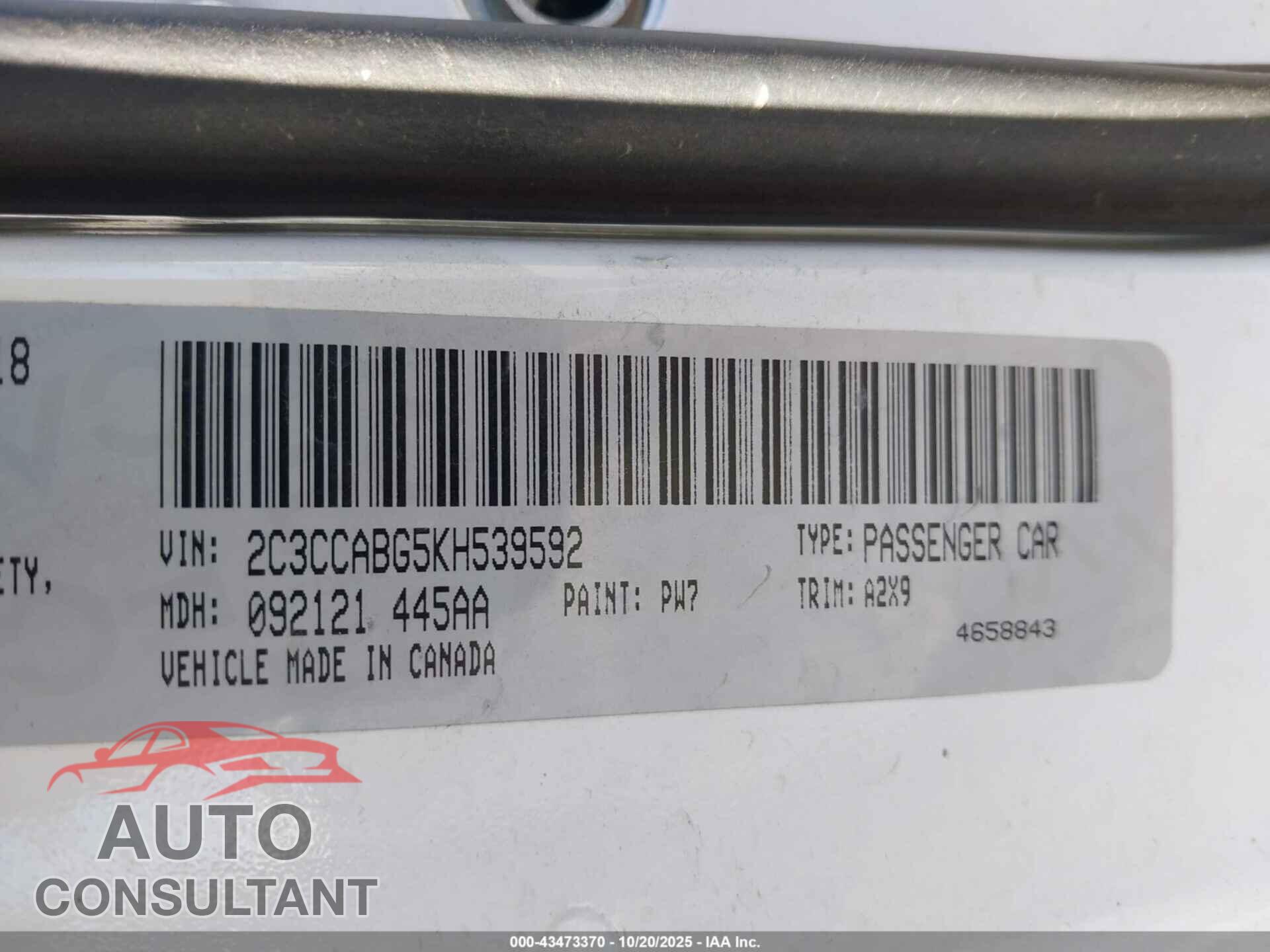 CHRYSLER 300 2019 - 2C3CCABG5KH539592