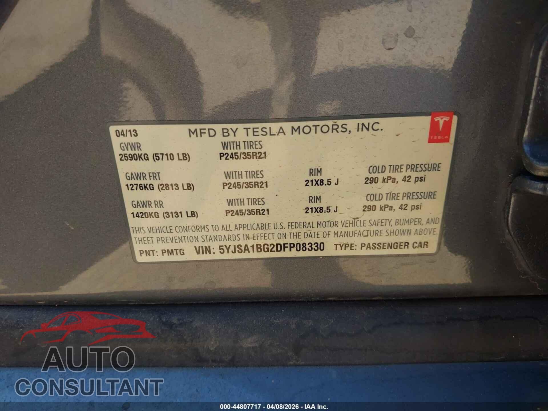 TESLA MODEL S 2013 - 5YJSA1BG2DFP08330