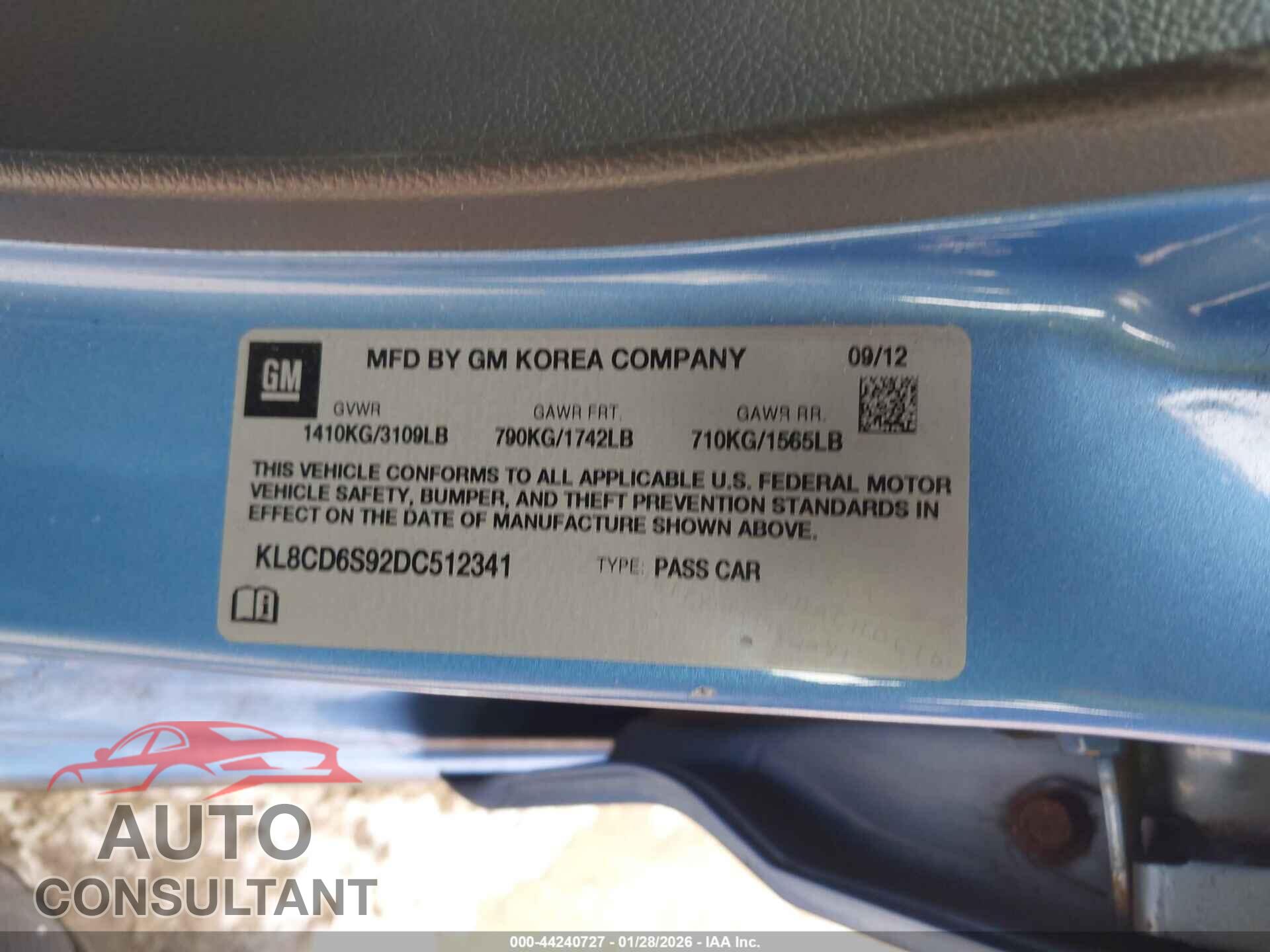 CHEVROLET SPARK 2013 - KL8CD6S92DC512341