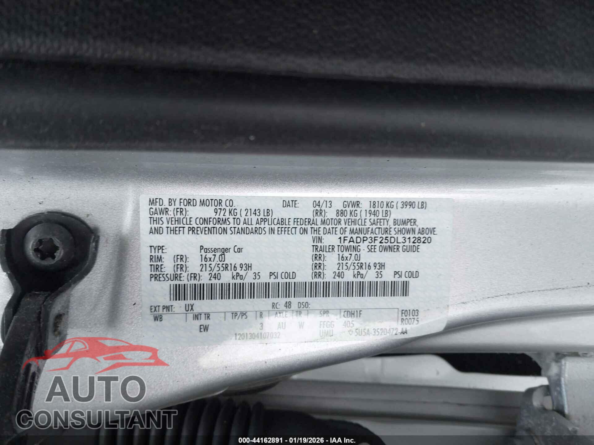 FORD FOCUS 2013 - 1FADP3F25DL312820