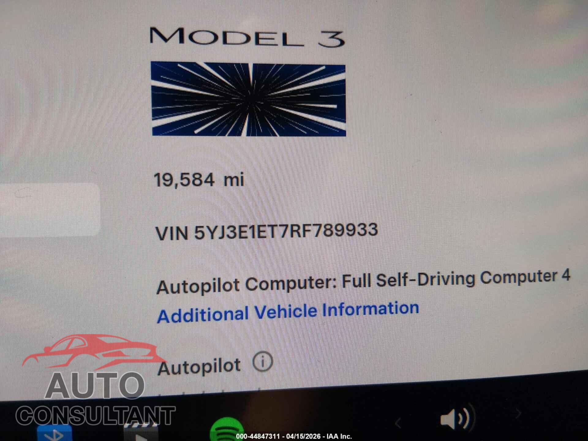 TESLA MODEL 3 2024 - 5YJ3E1ET7RF789933