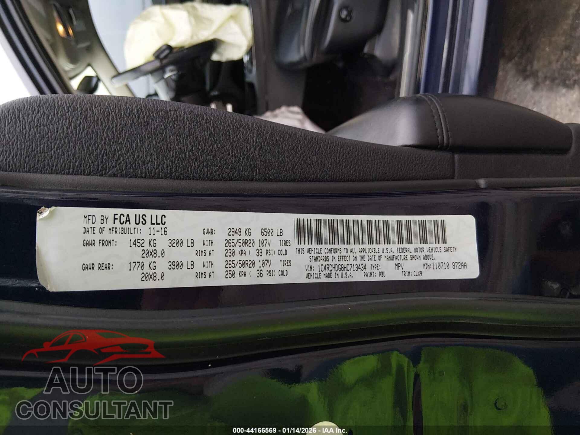 DODGE DURANGO 2017 - 1C4RDHDG8HC713434