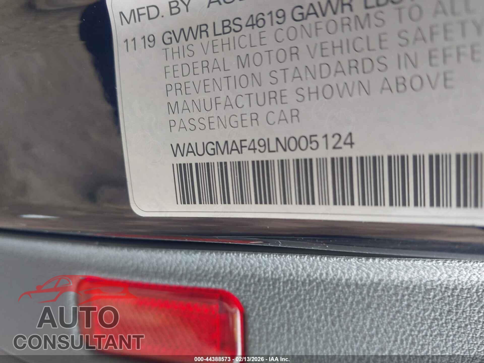 AUDI A4 2020 - WAUGMAF49LN005124