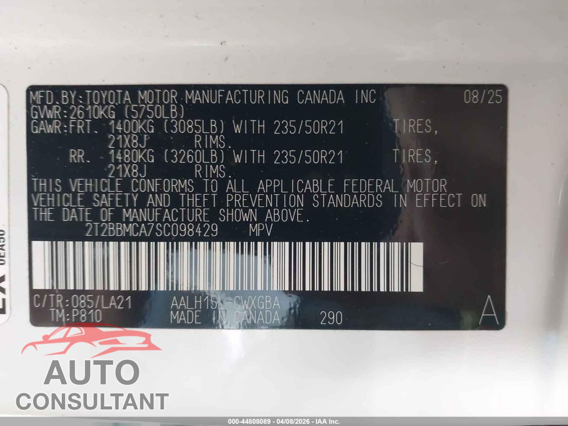 LEXUS RX 350H 2025 - 2T2BBMCA7SC098429