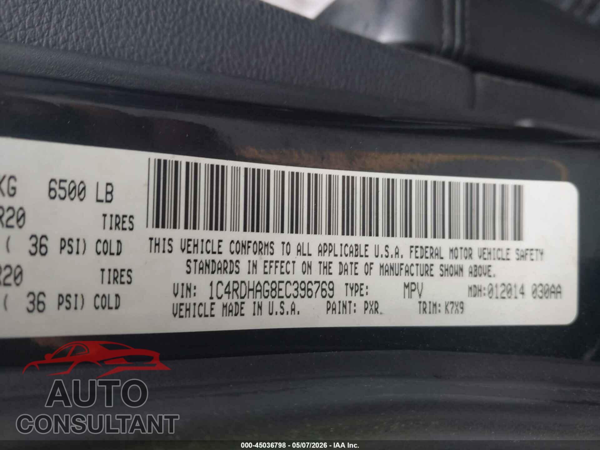 DODGE DURANGO 2014 - 1C4RDHAG8EC396769