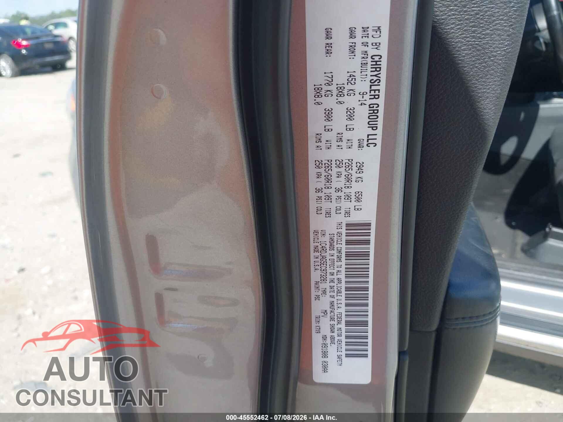 DODGE DURANGO 2014 - 1C4RDJAG5EC973281