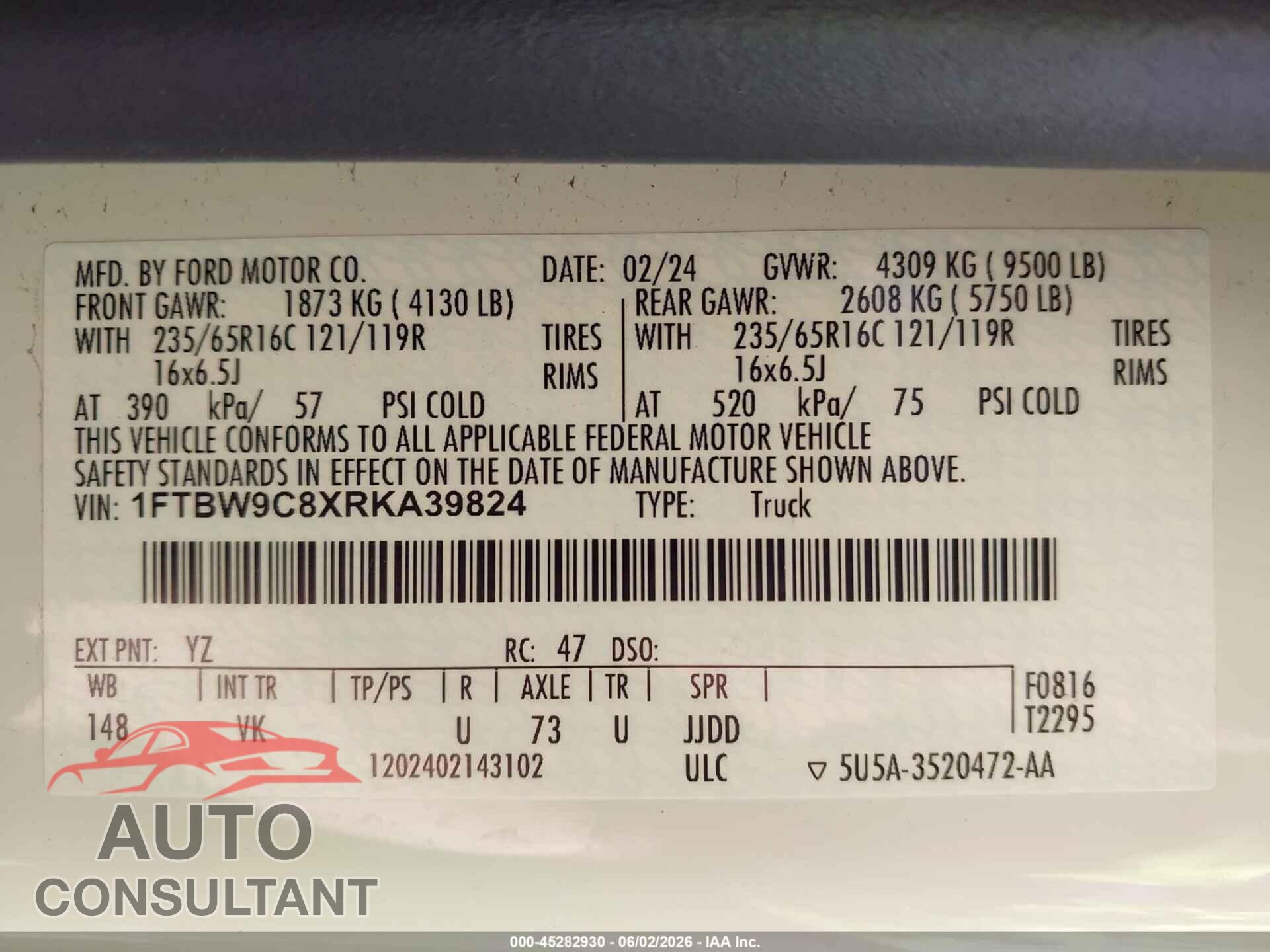 FORD TRANSIT-350 2024 - 1FTBW9C8XRKA39824