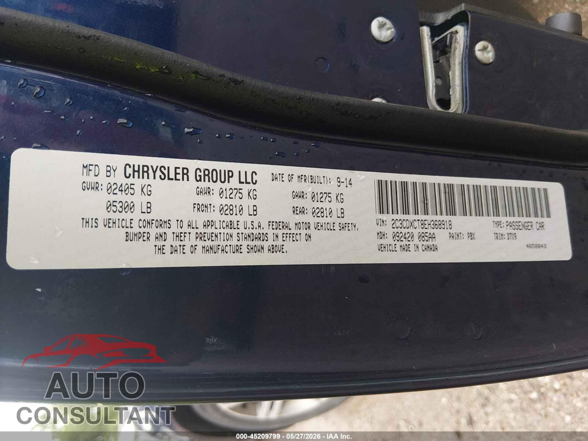 DODGE CHARGER 2014 - 2C3CDXCT8EH368918
