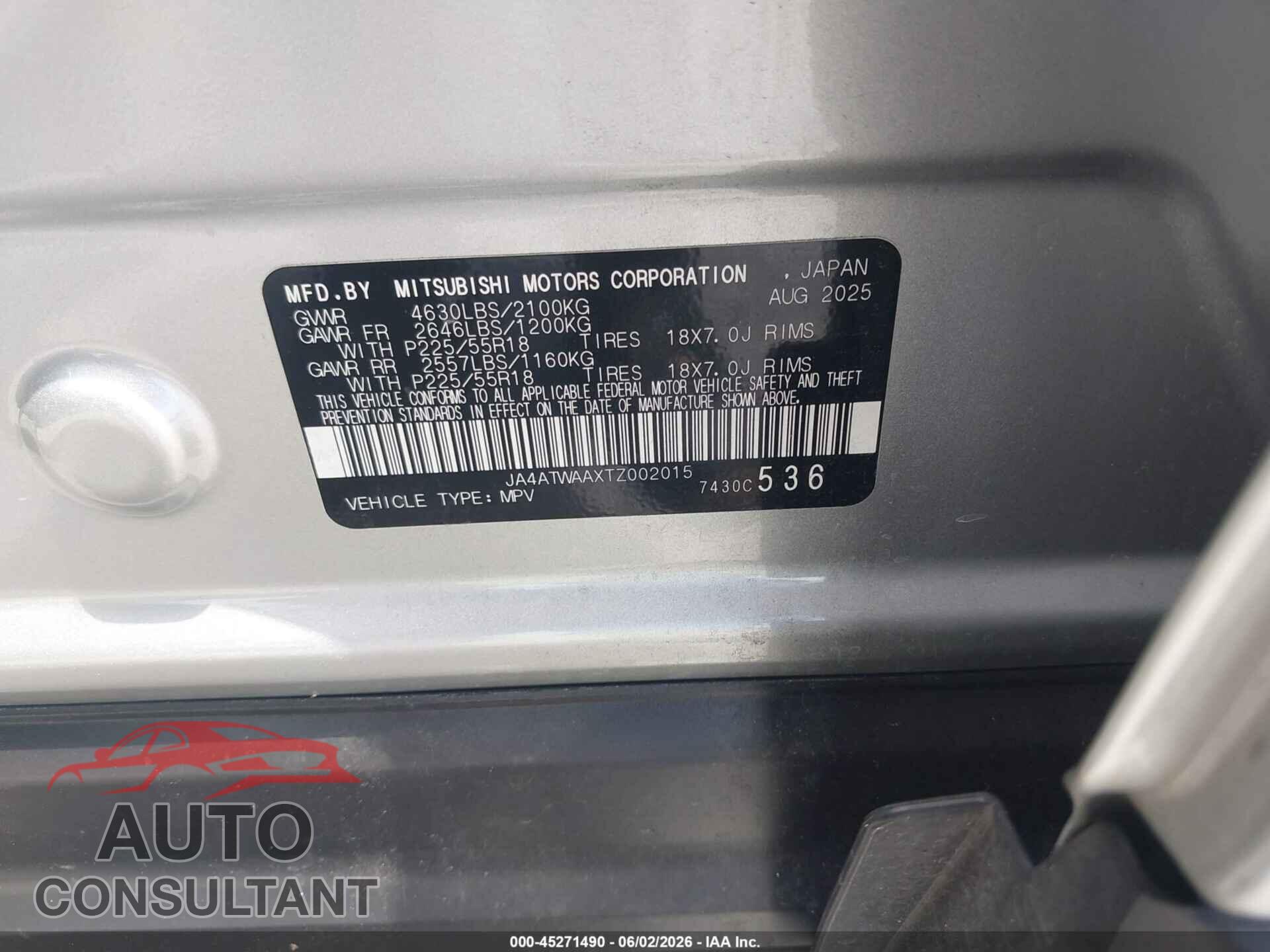 MITSUBISHI ECLIPSE CROSS 2026 - JA4ATWAAXTZ002015