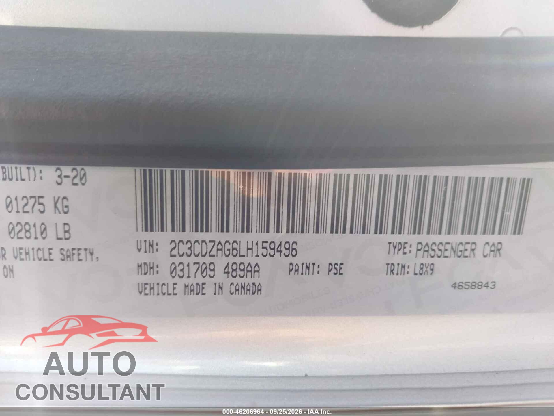 DODGE CHALLENGER 2020 - 2C3CDZAG6LH159496