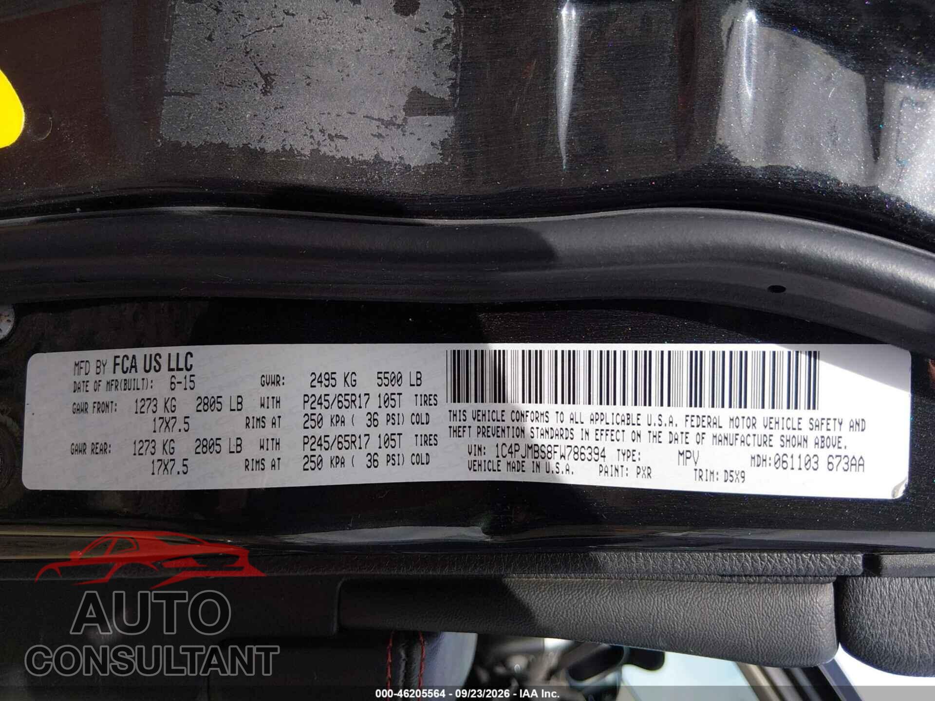 JEEP CHEROKEE 2015 - 1C4PJMBS8FW786394