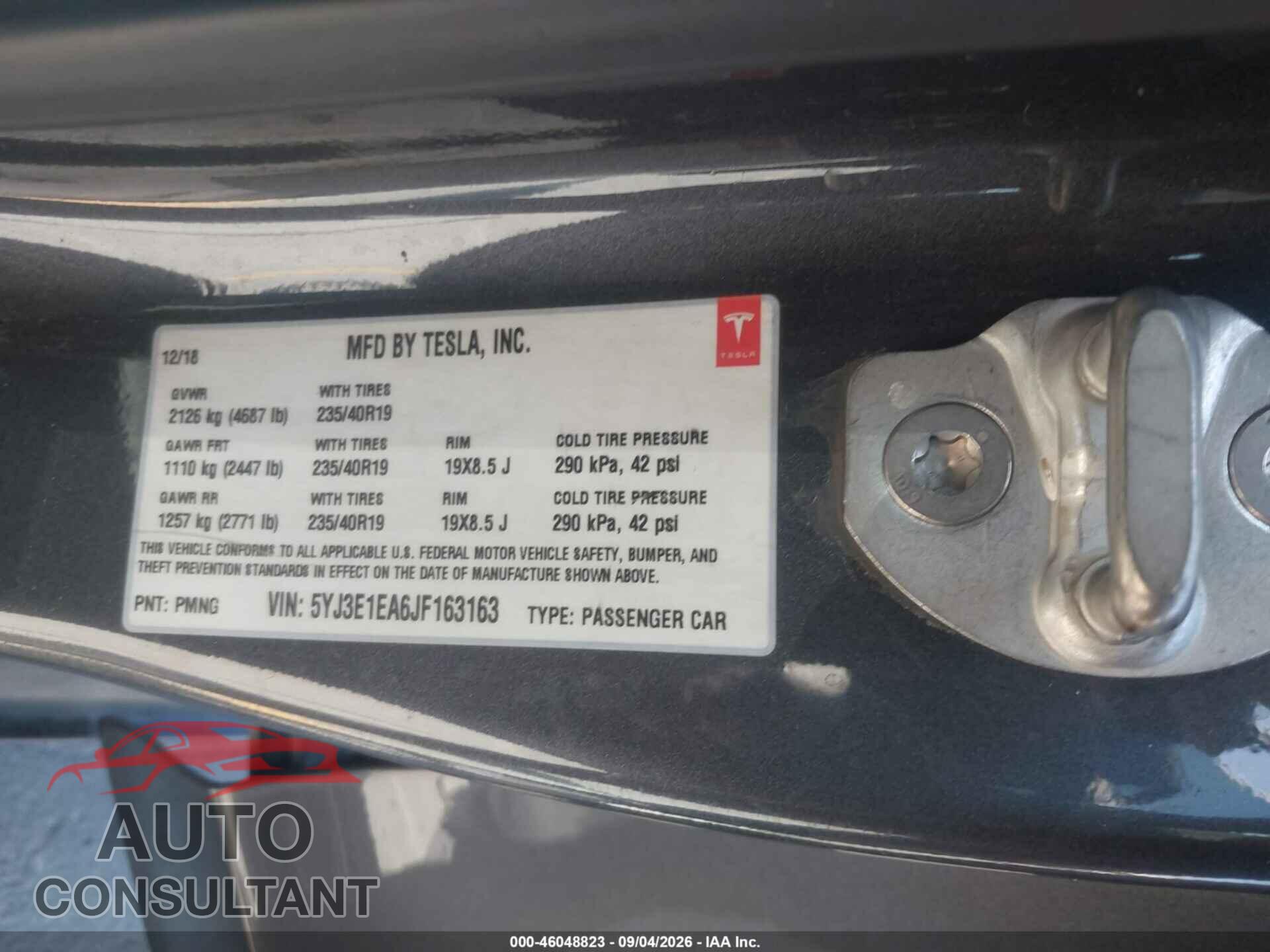 TESLA MODEL 3 2018 - 5YJ3E1EA6JF163163