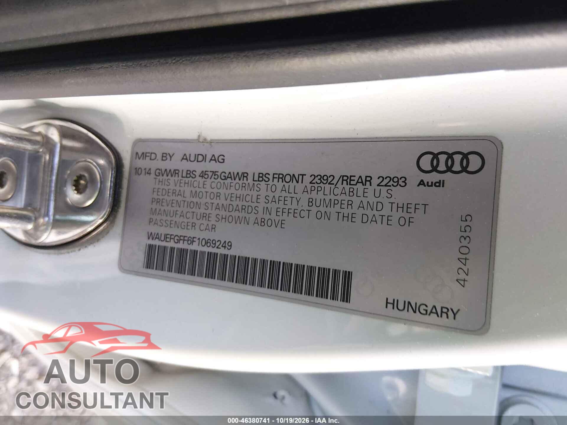 AUDI A3 2015 - WAUEFGFF6F1069249
