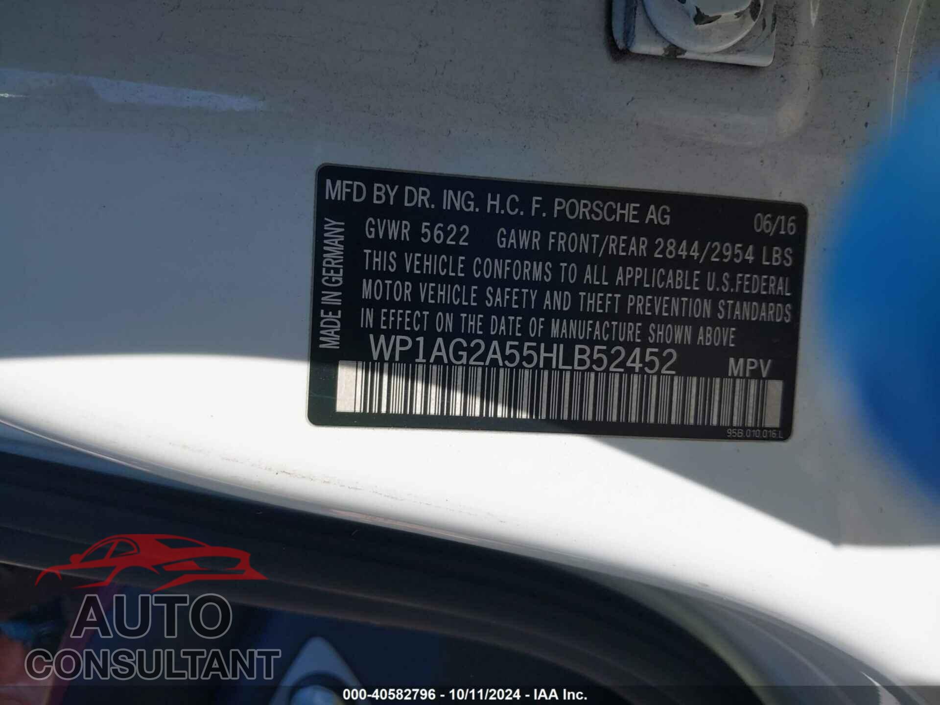 PORSCHE MACAN 2017 - WP1AG2A55HLB52452