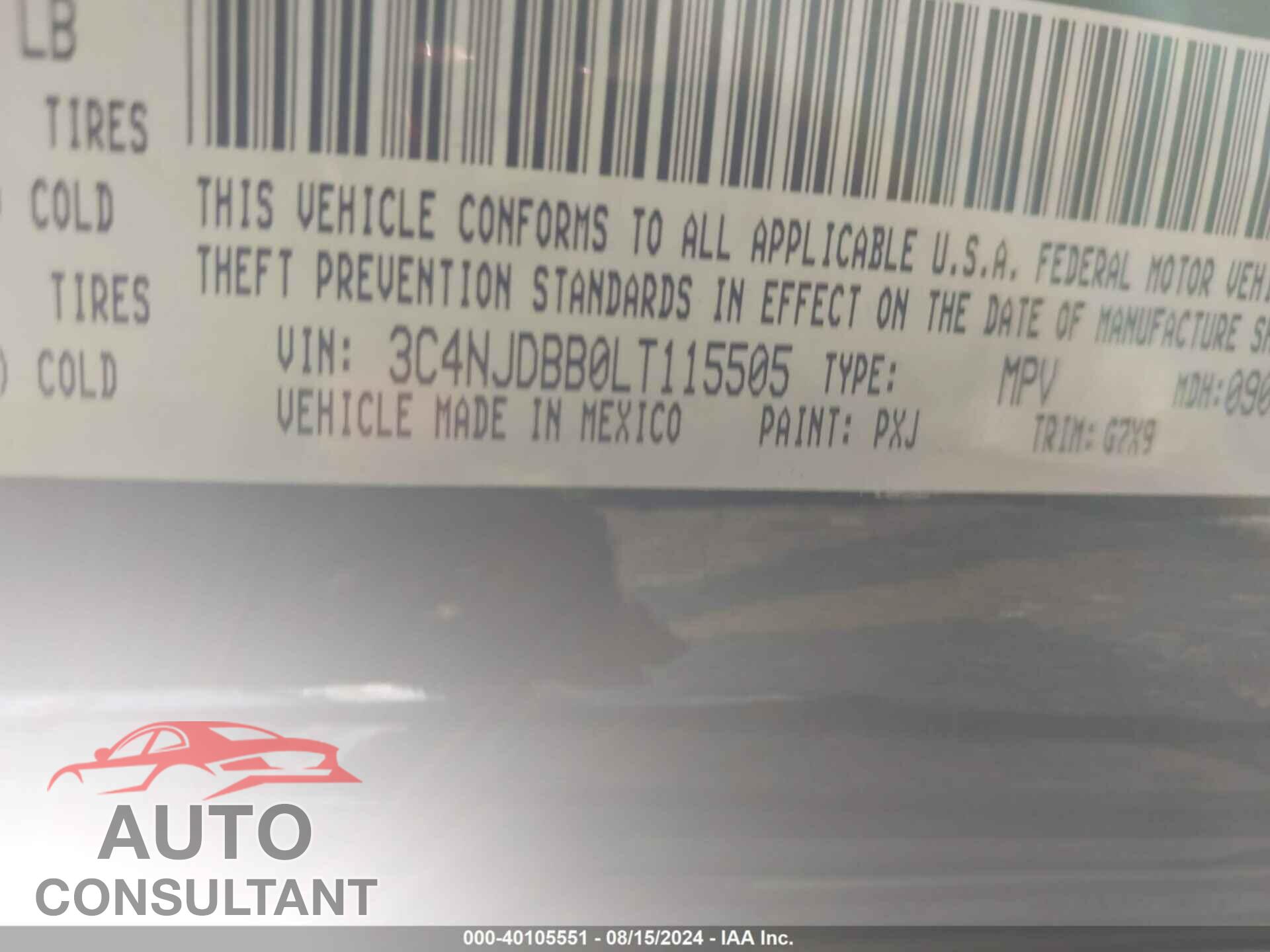 JEEP COMPASS 2020 - 3C4NJDBB0LT115505